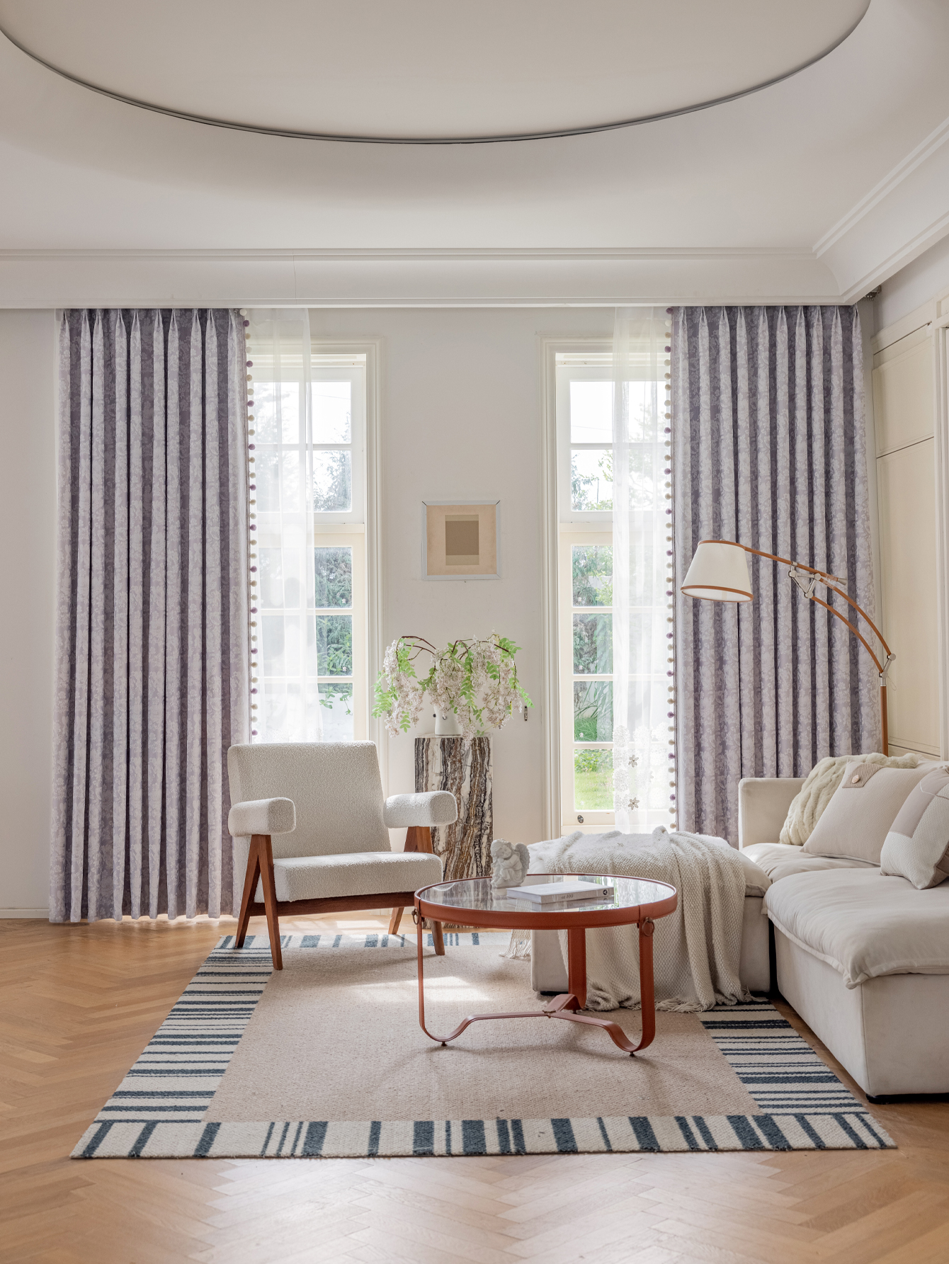 1 piece of purple curtain, bedroom, chenille jacquard, high-end shading, 2025 new light luxury retro French atmosphere lace