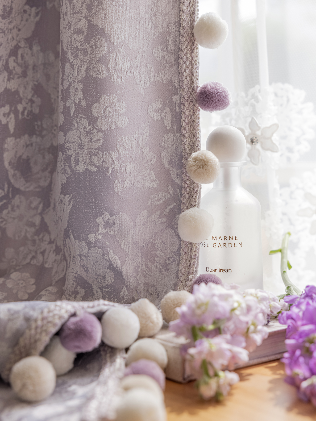 1 piece of purple curtain, bedroom, chenille jacquard, high-end shading, 2025 new light luxury retro French atmosphere lace