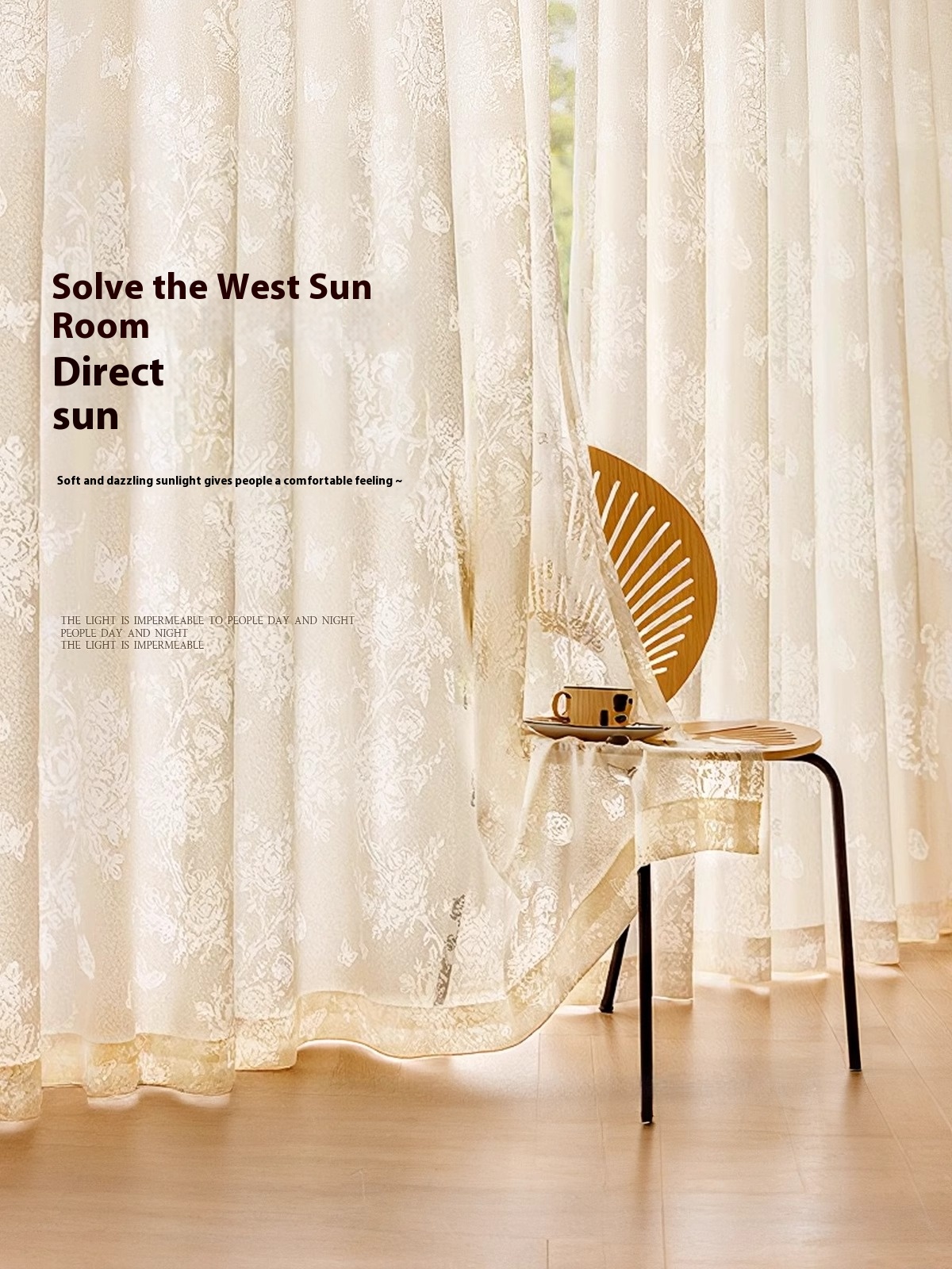 new French style light luxury high-end gauze curtain, translucent and non transparent, decorative for living room, bedroom, balcony, bay window, blackout curtain, Punching style