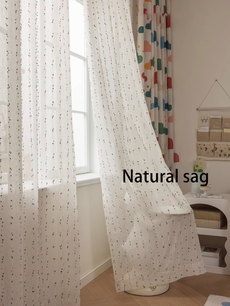 1 piece of retro linen colored velvet bean window screen, dopamine cotton linen cute curtains, bedroom curtains