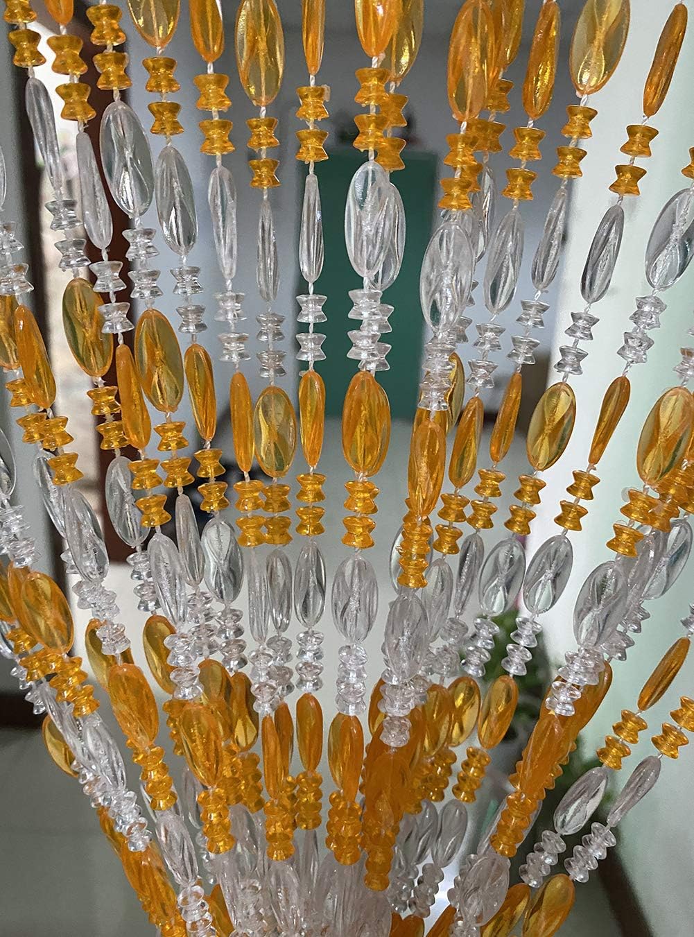 ZiDeTang Acrylic Beaded Door Curtain Home Decor Tassel Room Divider Curtain (Orange, 100cm by 195cm)