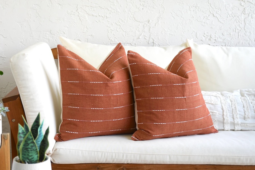 Terracotta Throw Pillow Covers, Decorative 20 x20 Boho