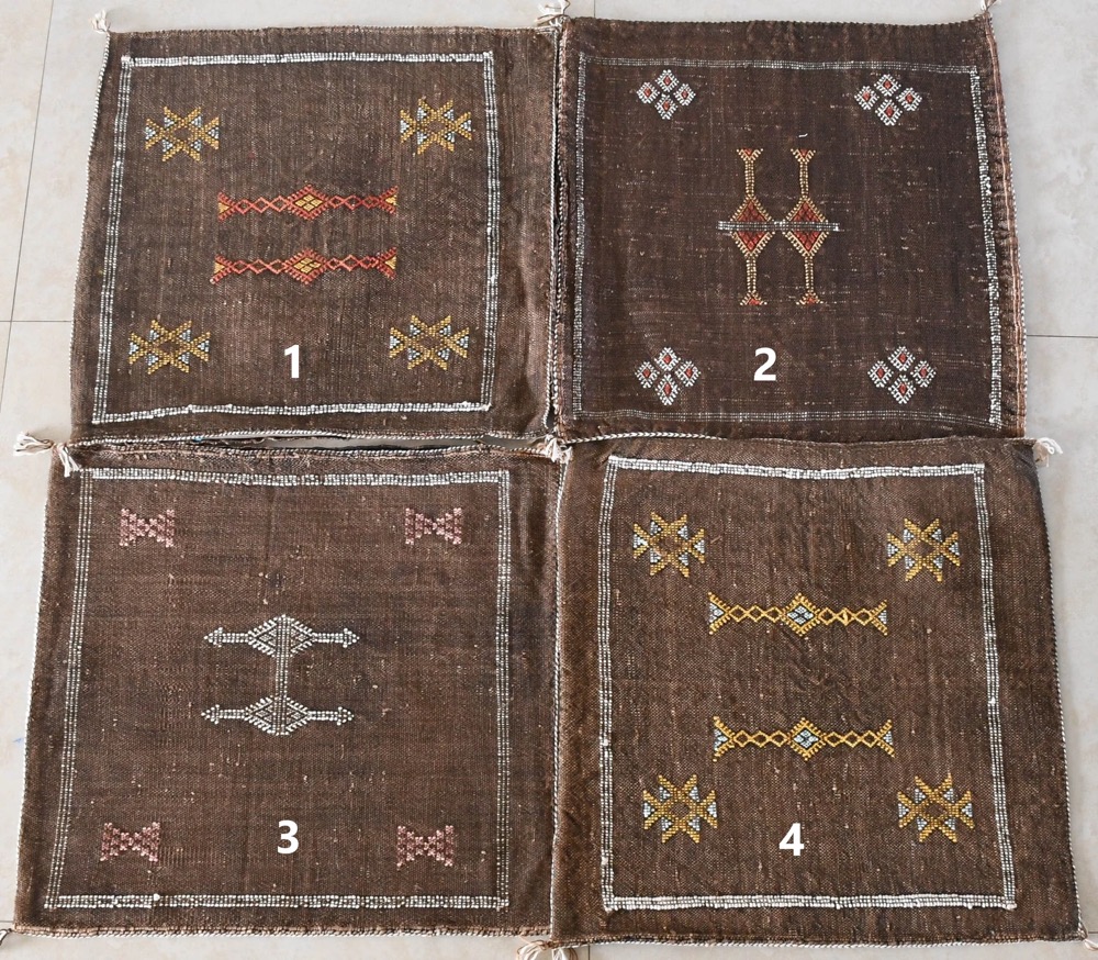 Brown Authentic Cactus Silk Morracan Pillow Cover, Decorative Boho