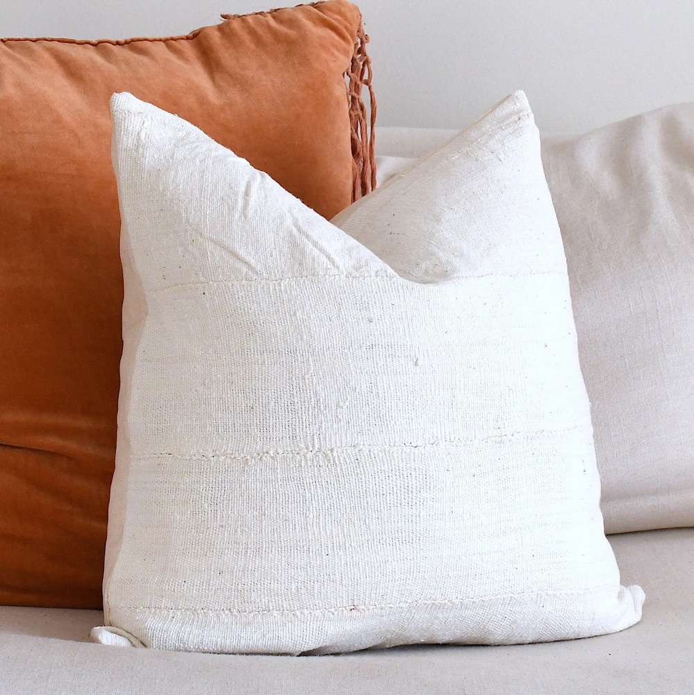 Neutral Boho Pillow Set | Beige Sofa Pillow Set | White Mud Cloth