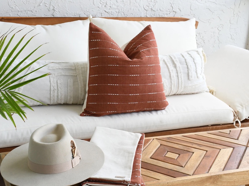 Terracotta Throw Pillow Covers, Decorative 20 x20 Boho