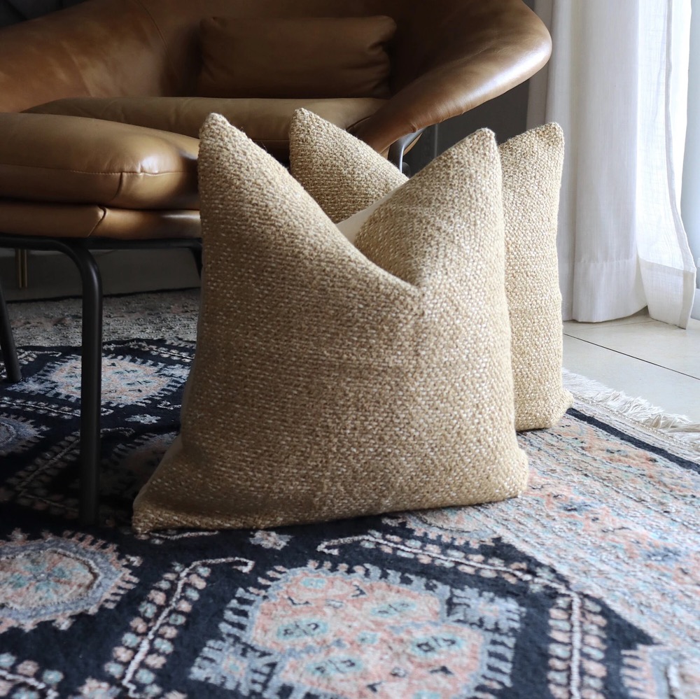 Textured Boho Pillow Cover Set, Lumbar Sofa Pillows, Brown 18x18 textured covers