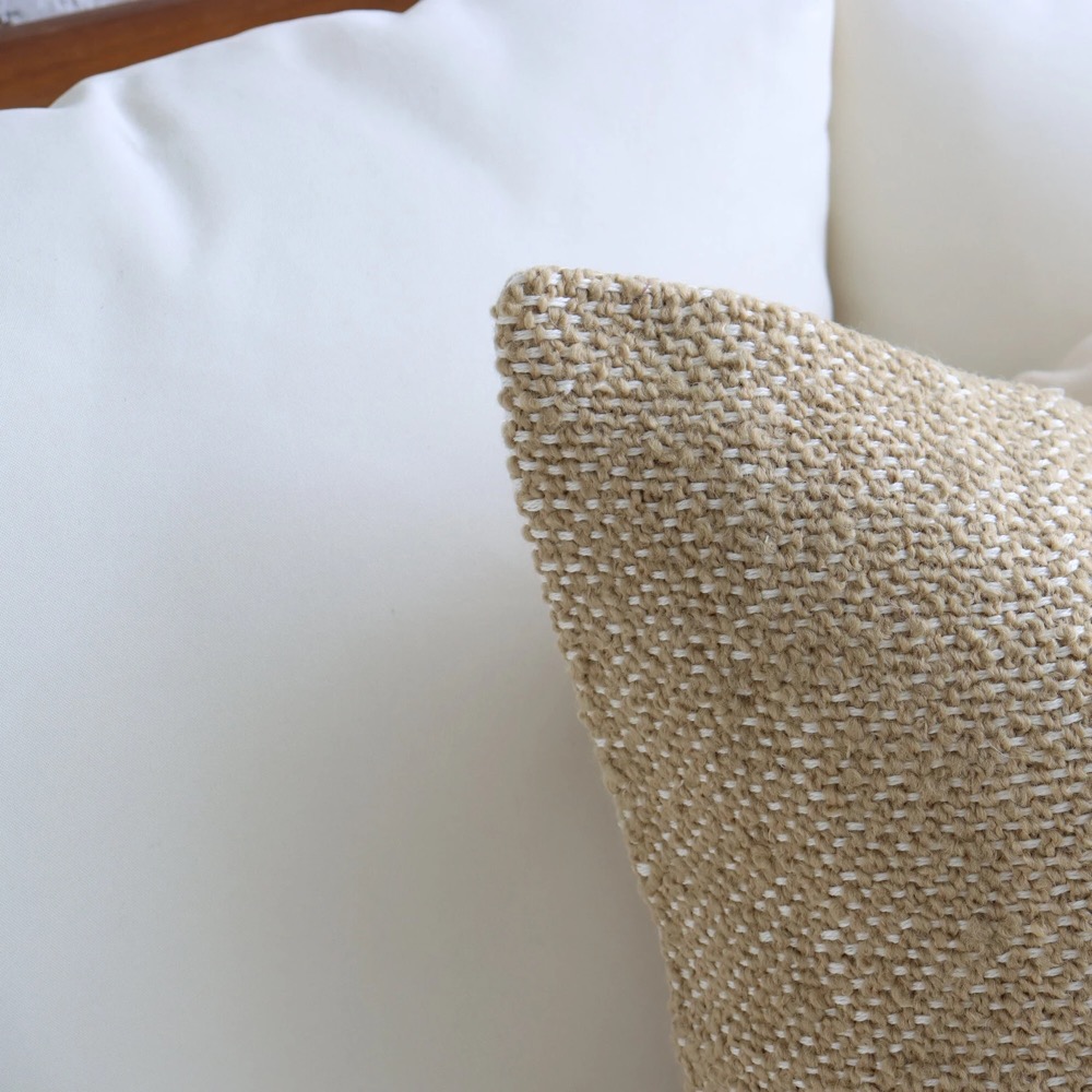 Floral Textured Boho Pillow Set, Sofa Pillows, Tan 18x18 textured, Fluffy 20x20 Throw Wool