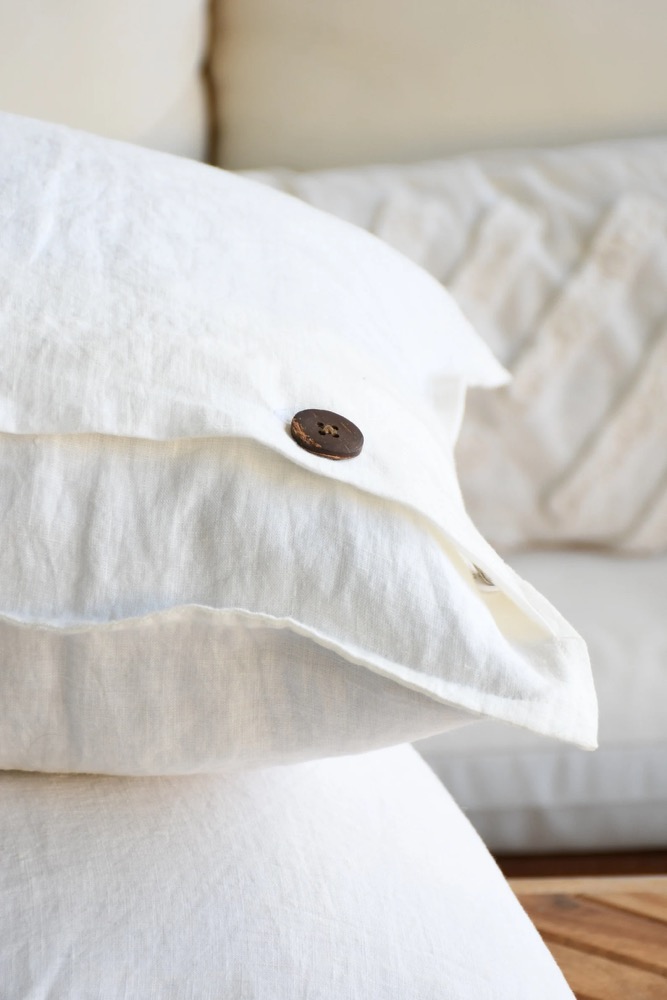 Linen Ivory 18x18 Throw Pillow | 20 x 20 Linen Pillow Cover