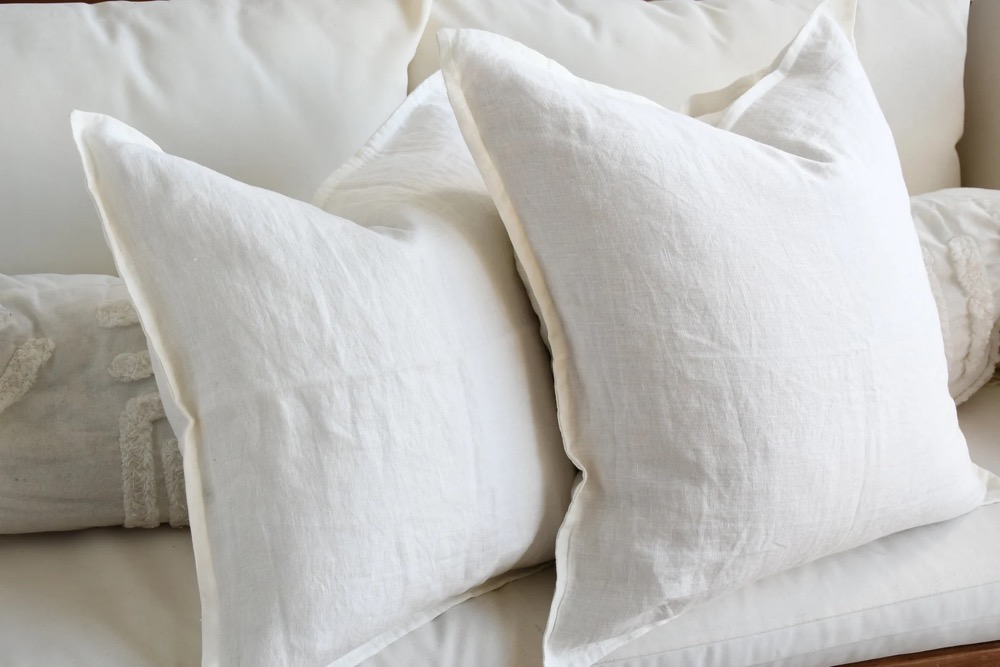 Linen Ivory 18x18 Throw Pillow | 20 x 20 Linen Pillow Cover