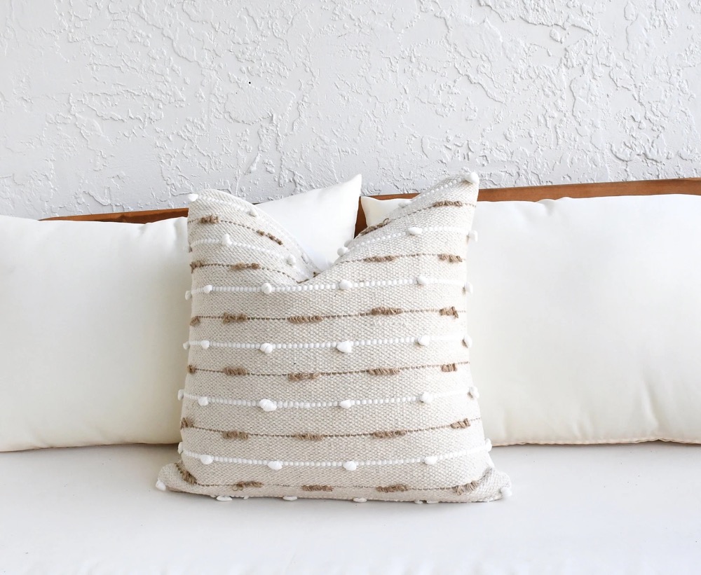 Neutral Boho Pillow Set | Beige Sofa Pillow Set | White Mud Cloth