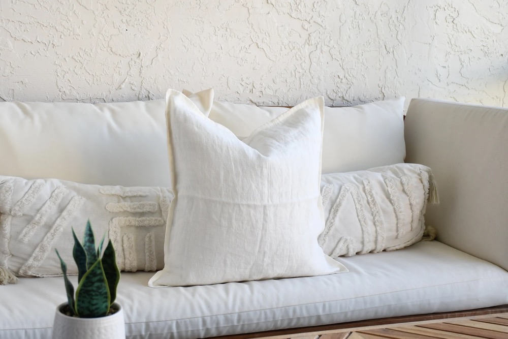 Linen Ivory 18x18 Throw Pillow | 20 x 20 Linen Pillow Cover