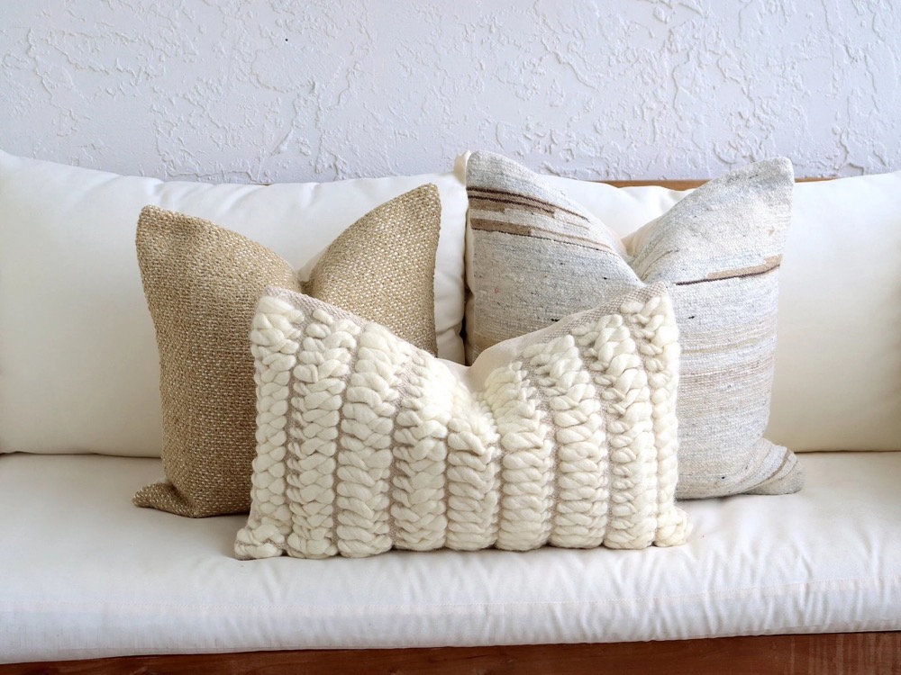 Textured Boho Pillow Cover Set, Lumbar Sofa Pillows, Brown 18x18 textured covers