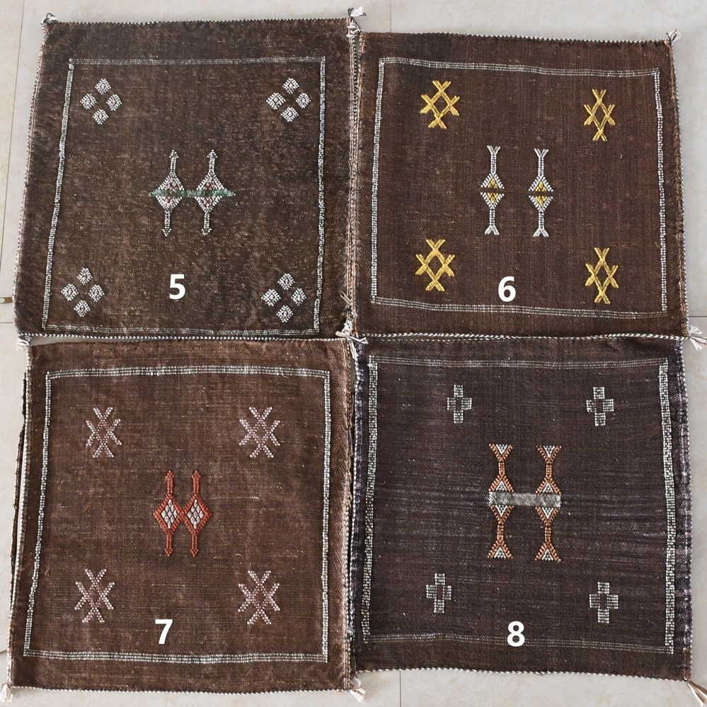 Brown Authentic Cactus Silk Morracan Pillow Cover, Decorative Boho