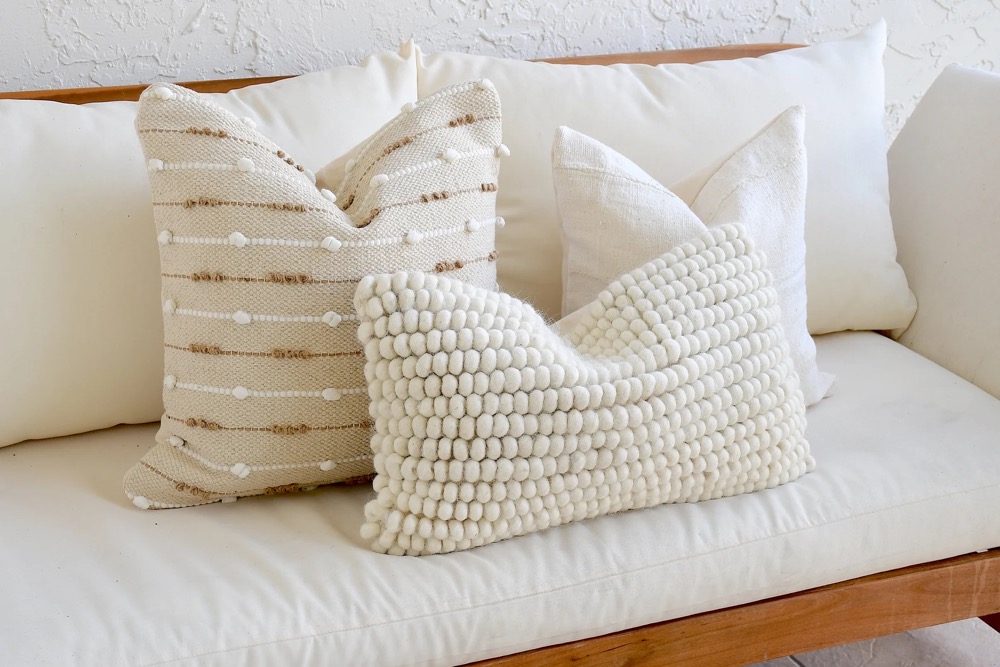 Neutral Boho Pillow Set | Beige Sofa Pillow Set | White Mud Cloth