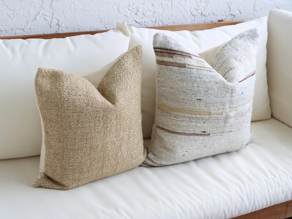Textured Boho Pillow Cover Set, Lumbar Sofa Pillows, Brown 18x18 textured covers