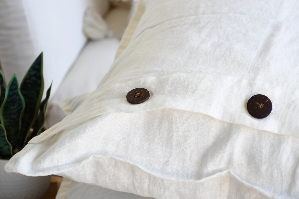 Linen Ivory 18x18 Throw Pillow | 20 x 20 Linen Pillow Cover