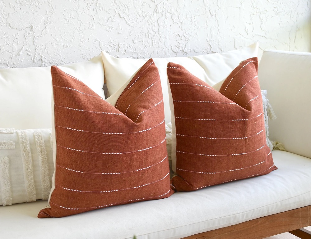 Terracotta Throw Pillow Covers, Decorative 20 x20 Boho 