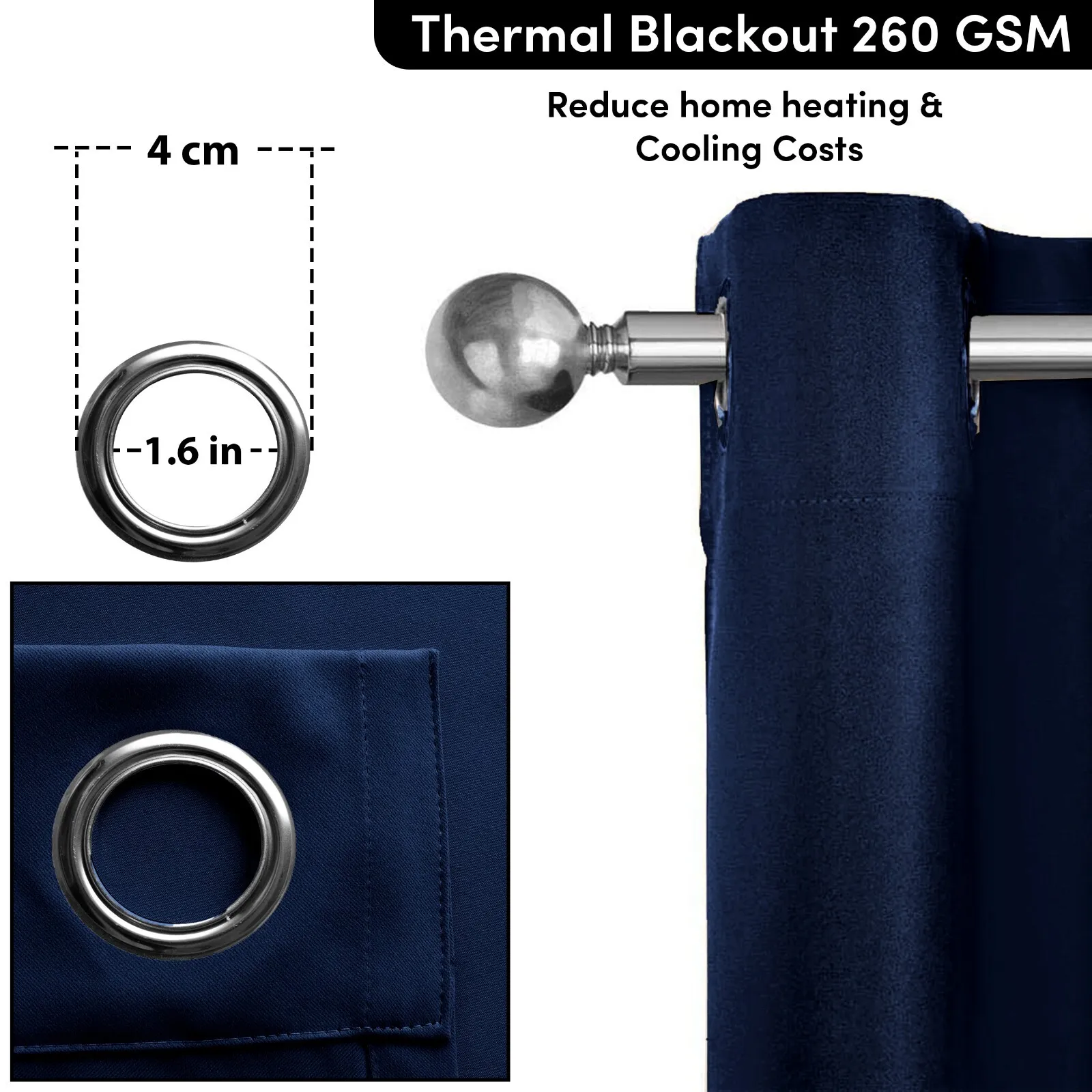 Blackout Curtains Pencil Pleat OR Ring Top Energy Saving Thermal Curtain Panels