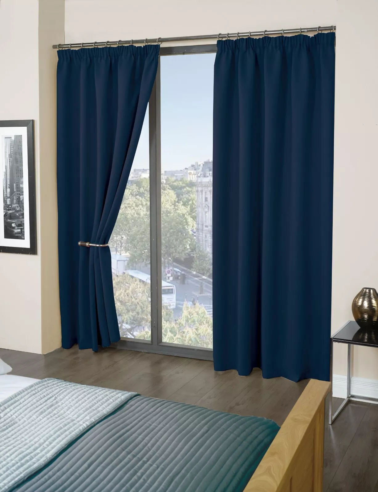 Thermal Thick Blackout Curtains 2 Panels Pencil Pleat Curtains Cali