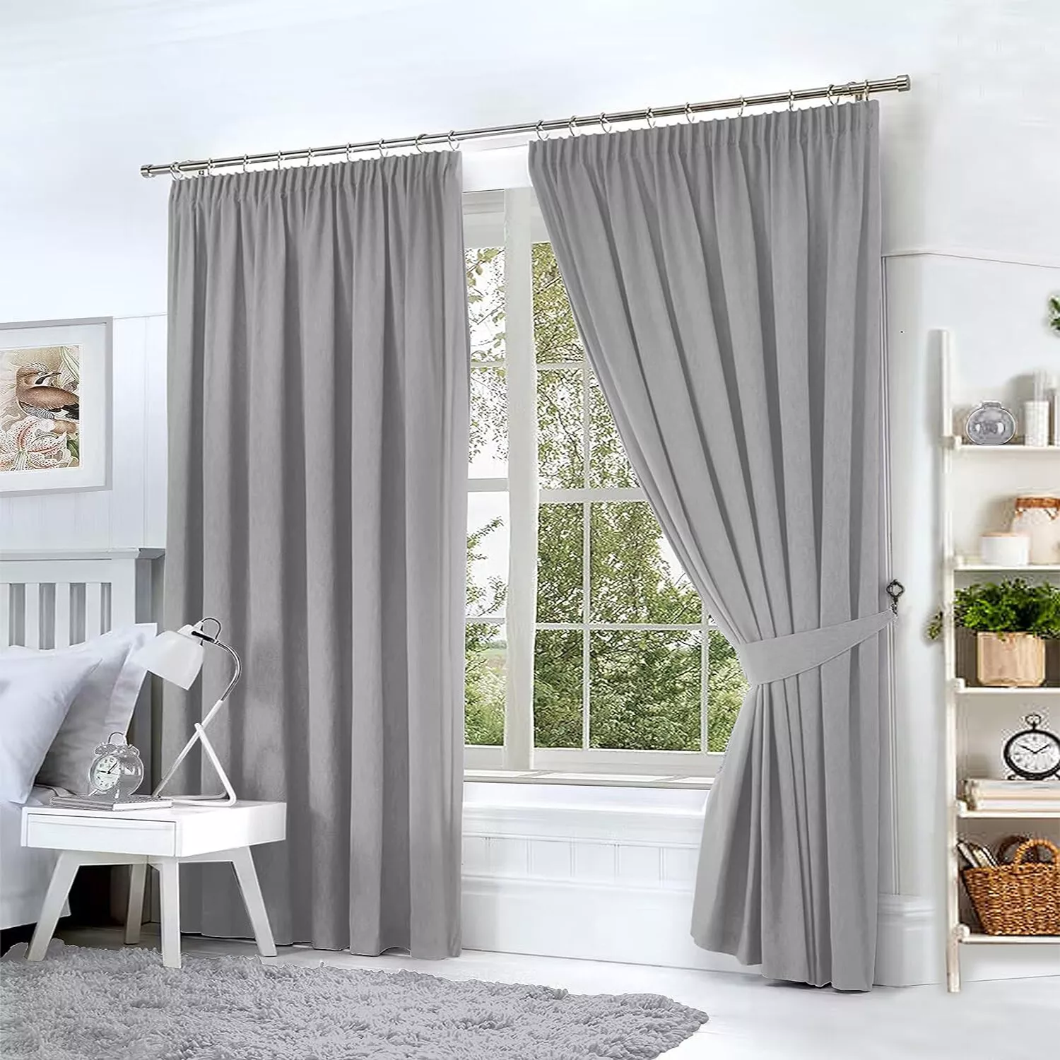 Pencil Pleat Blackout Curtains Thick Thermal Pair of Ready Made Curtain Panel