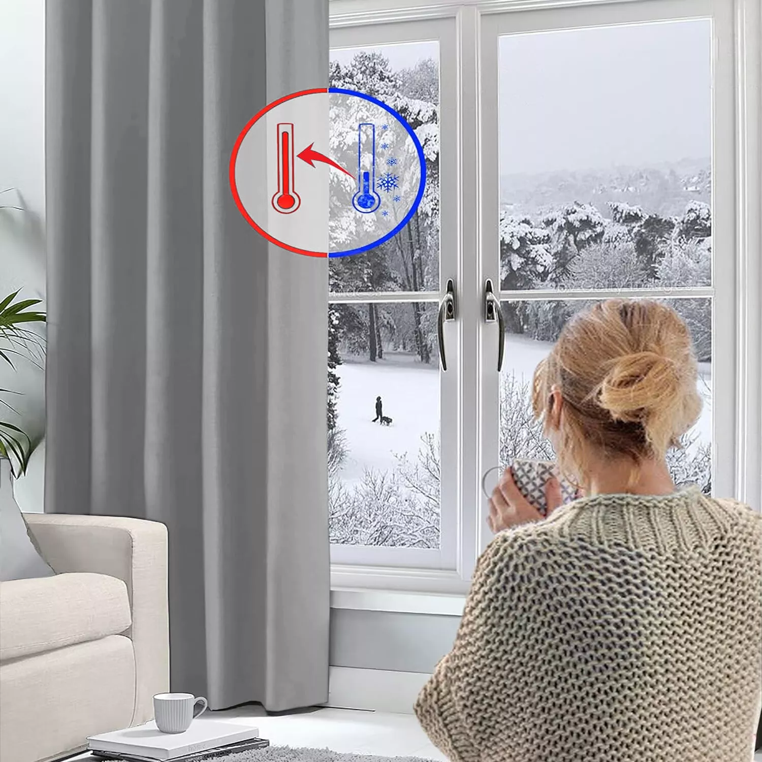 Pencil Pleat Blackout Curtains Thick Thermal Pair of Ready Made Curtain Panel