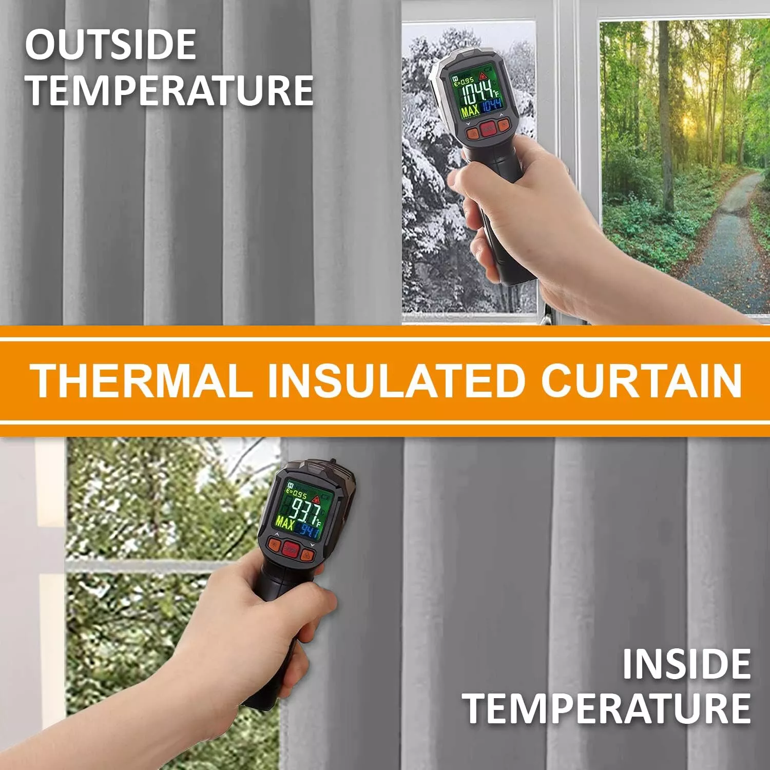 Pencil Pleat Blackout Curtains Thick Thermal Pair of Ready Made Curtain Panel