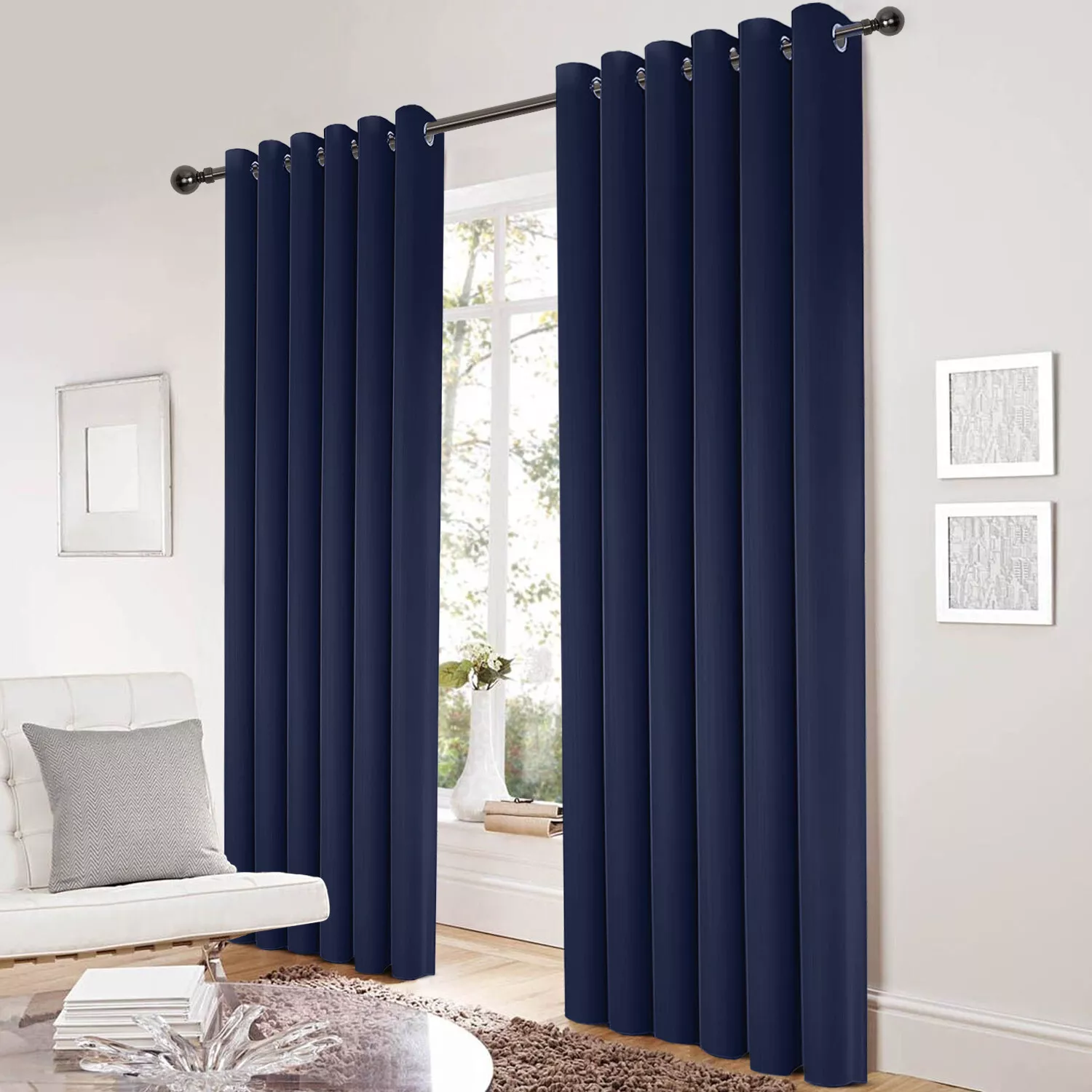 Thermal Thick Blackout Curtains Ready Made Eyelet Ring Top Curtain Pair Tiebacks