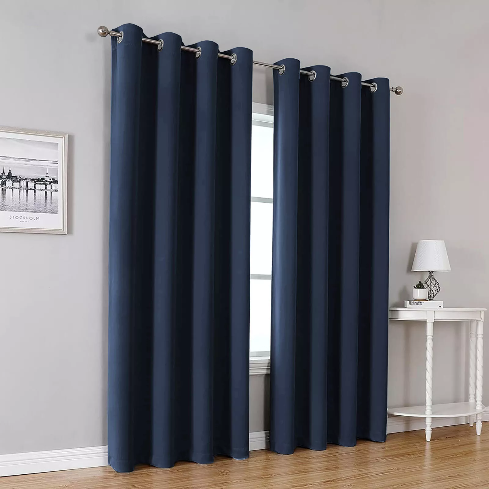 Thermal Thick Blackout Curtains Ready Made Eyelet Ring Top Curtain Pair Tiebacks
