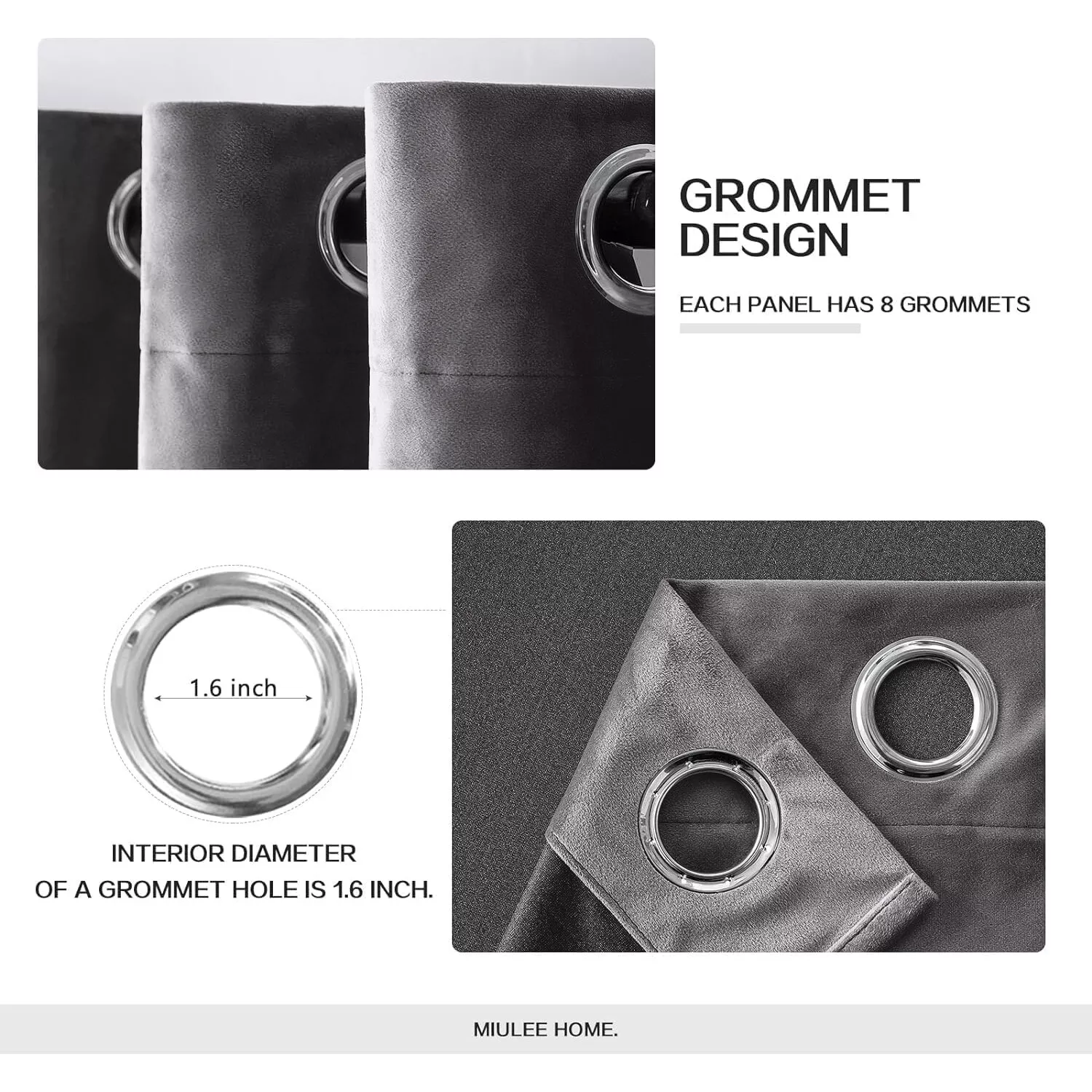 Thick Heavy Velvet Curtains PAIR of Eyelet Ring Top Fully Lined Ready Made Panel