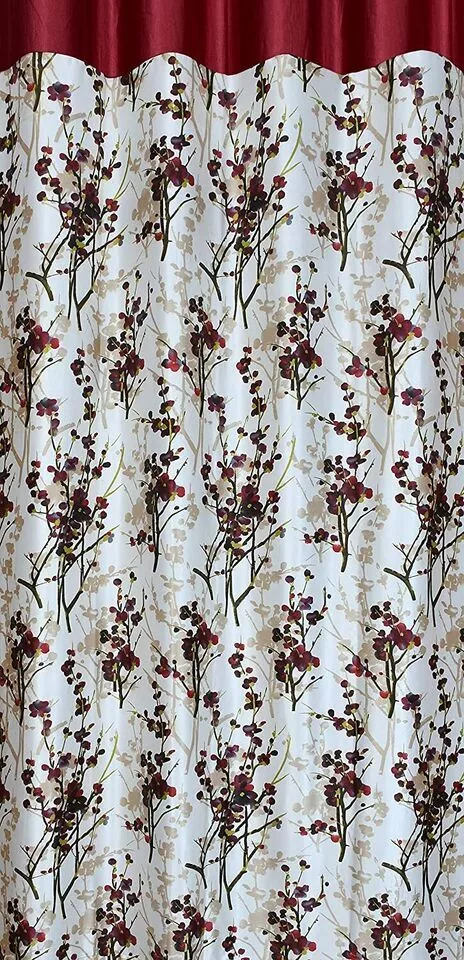 3 Piece Floral Shaded Grommet Ringtop Door Window Curtains Set 5 7 9 Feet Maroon