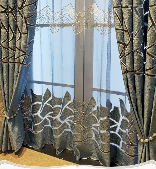 Nordic Simple Curtains Room Velvet Hollow Embroidery Curtain Window Screen