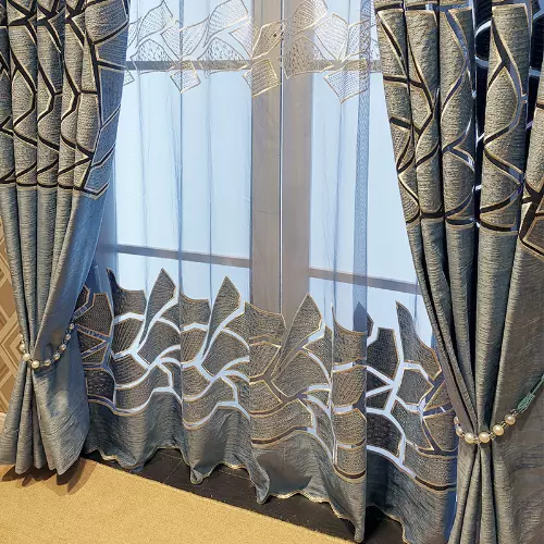 Nordic Simple Curtains Room Velvet Hollow Embroidery Curtain Window Screen