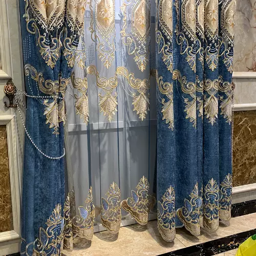 European Luxury High Quality Chenille Embroidered Blackout Curtains Windows