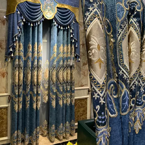 European Luxury High Quality Chenille Embroidered Blackout Curtains Windows