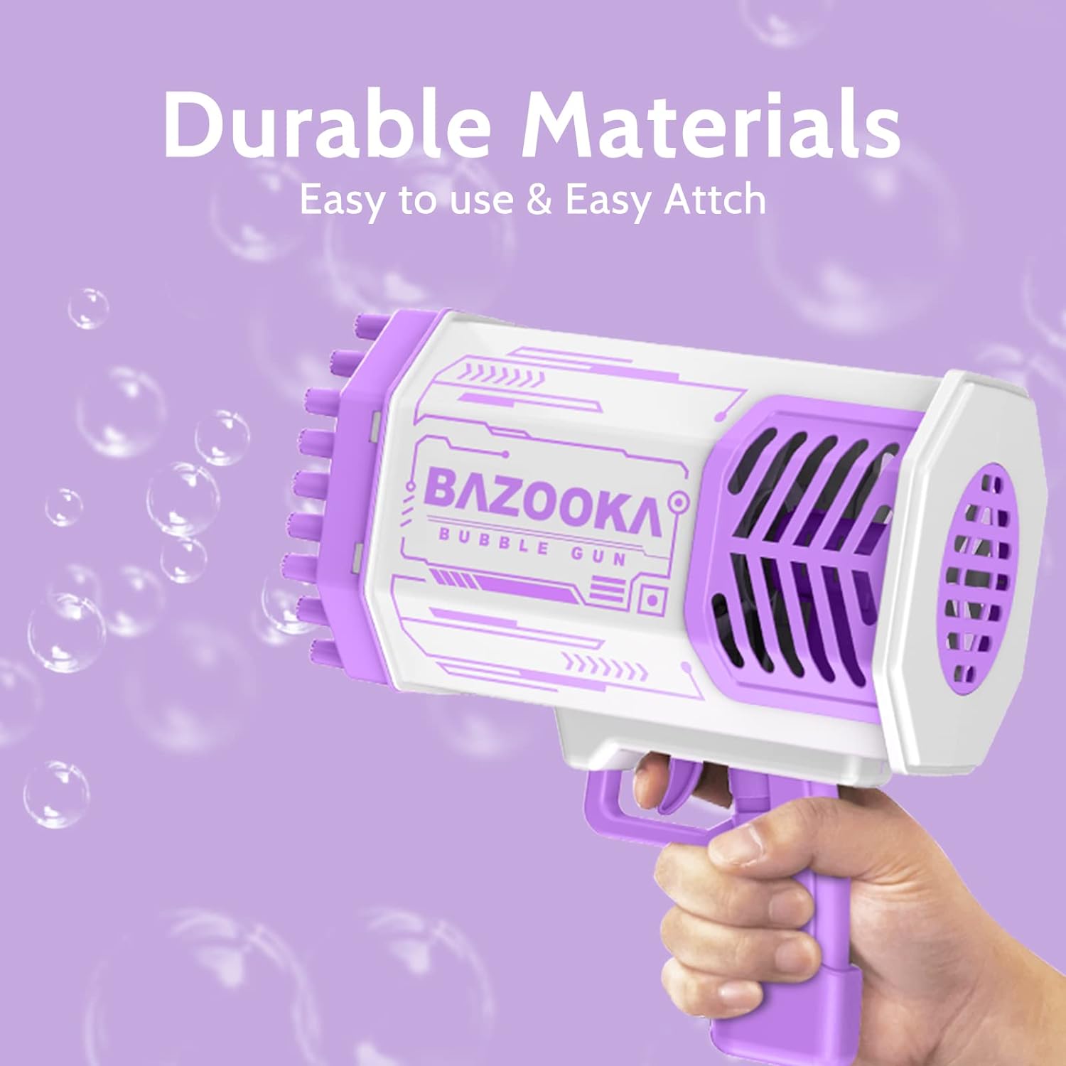 69-Hole Purple Bubble Bazooka Gun with Solution – Outdoor Toy for Kids