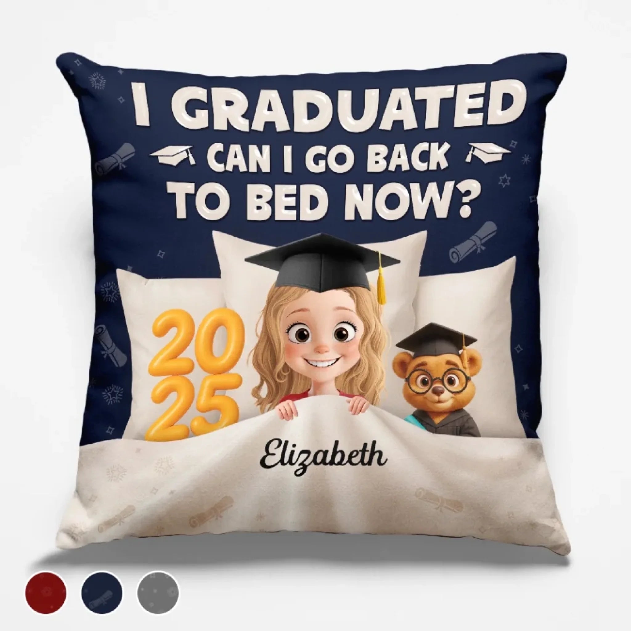 Graduation Complete Time to Sleep - Family Personalized Custom 3D Inflated Effect Printed Pillow - Graduation Gift For Family Members, Siblings, Brothers, Sisters