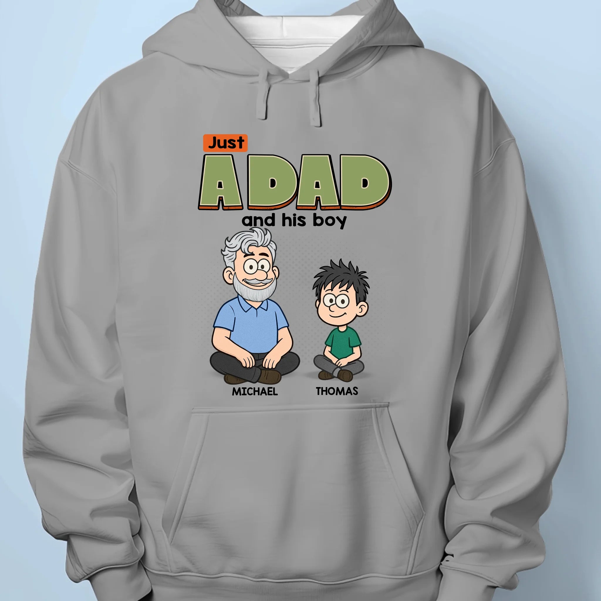 Just A Dad And His World - Family Personalized Custom Unisex T-shirt, Premium T-shirt, Hoodie -  Father's Day, Gift For Dad, Grandpa