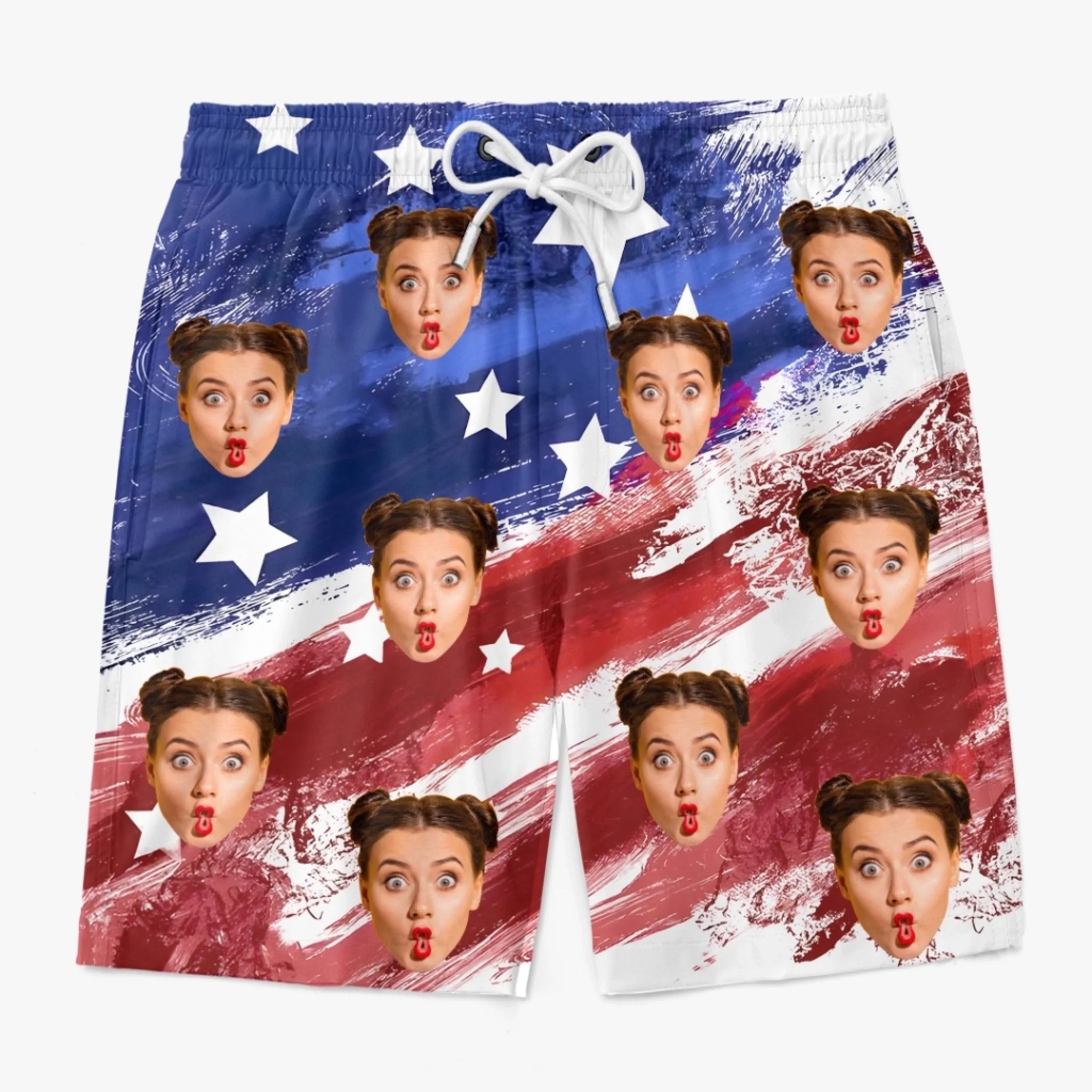 Custom Photo One Nation, One Crazy Fam - Family Personalized Custom Tropical Hawaiian Aloha Men Beach Shorts - Summer Vacation Gift For Family Members, Pet Owners, Pet Lovers