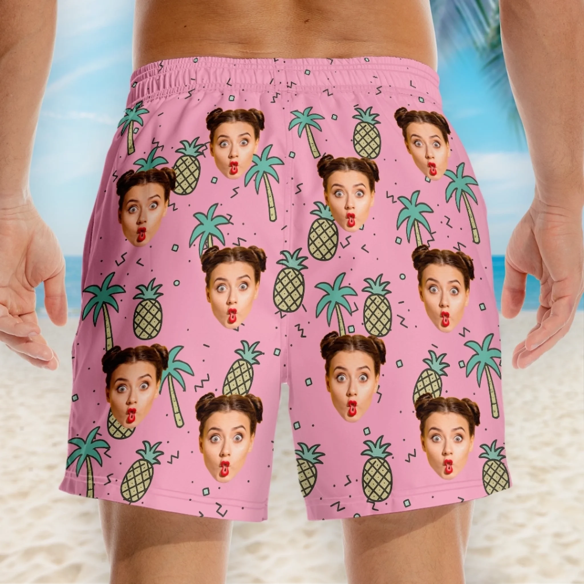 Custom Photo Pineapple Punch Squad - Family Personalized Custom Tropical Hawaiian Aloha Men Beach Shorts - Summer Vacation Gift For Family Members, Pet Owners, Pet Lovers