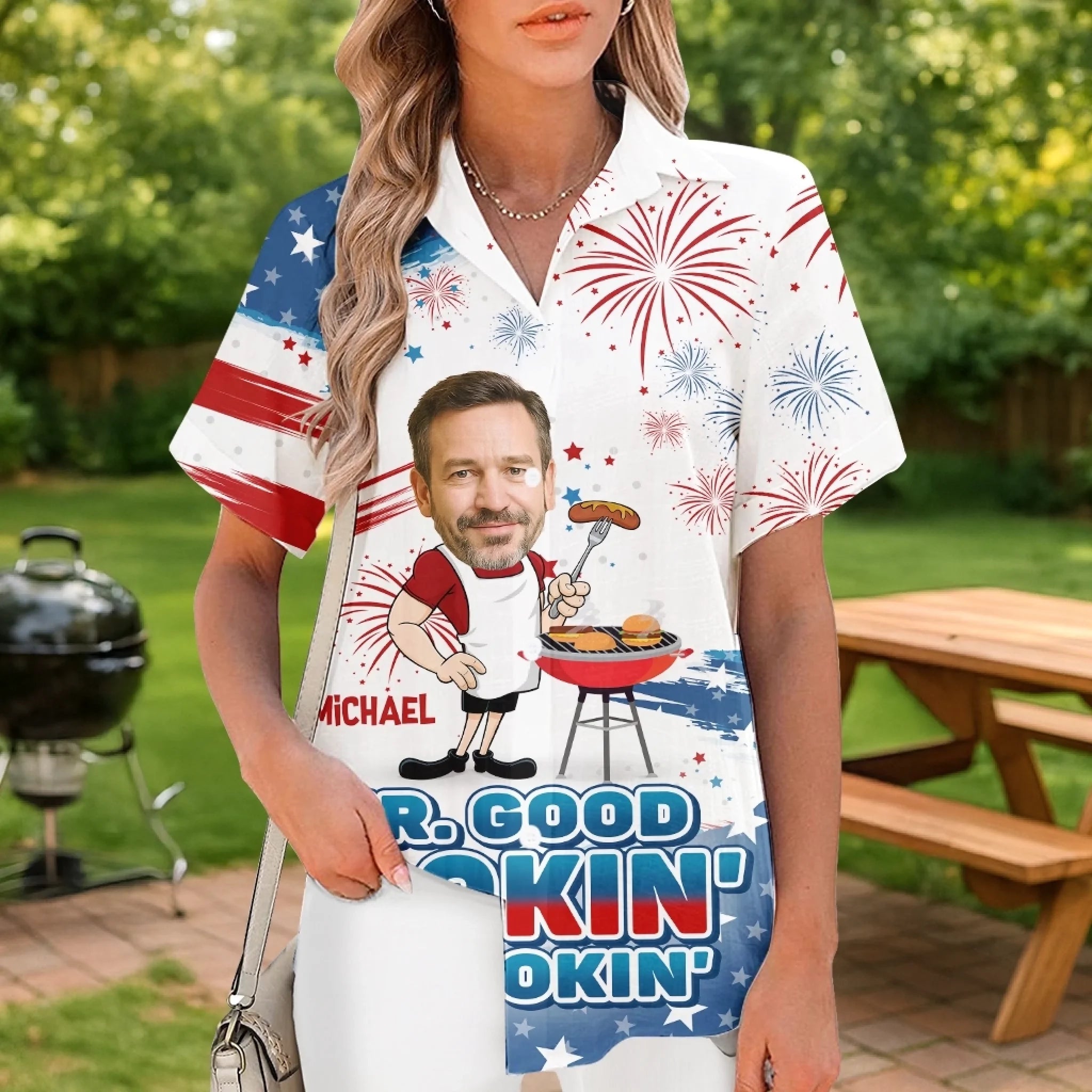 Custom Photo Mr. Good Lookin' Is Cookin' - Family Personalized Custom Unisex Tropical Hawaiian Aloha Shirt - Summer Vacation Gift, Gift For Dad, Grandpa, Travel Lovers