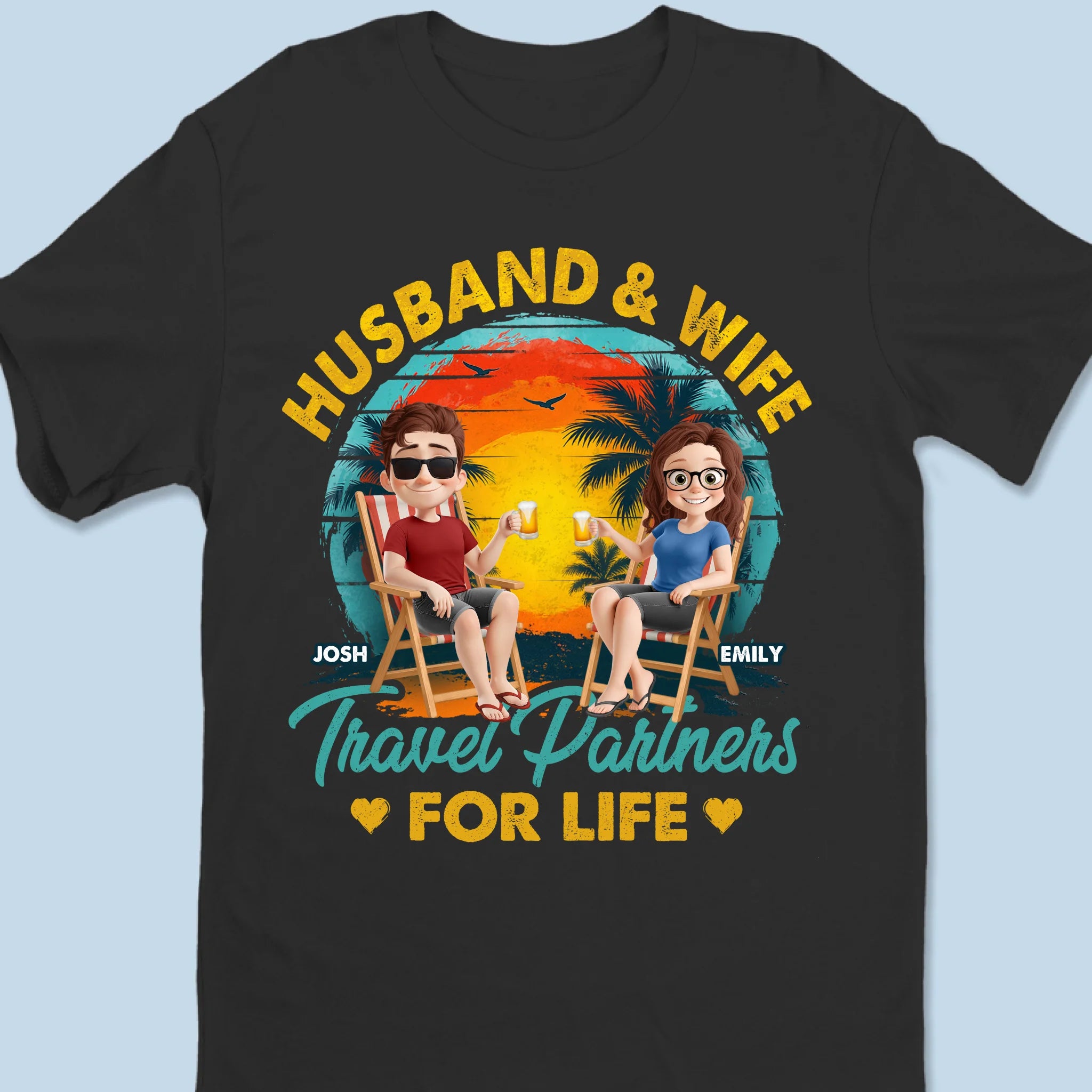 Couples Who Roam Together - Couple Personalized Custom Unisex T-shirt, Premium T-shirt, Hoodie - Summer Vacation Gift For Husband Wife, Anniversary, Travel Lovers