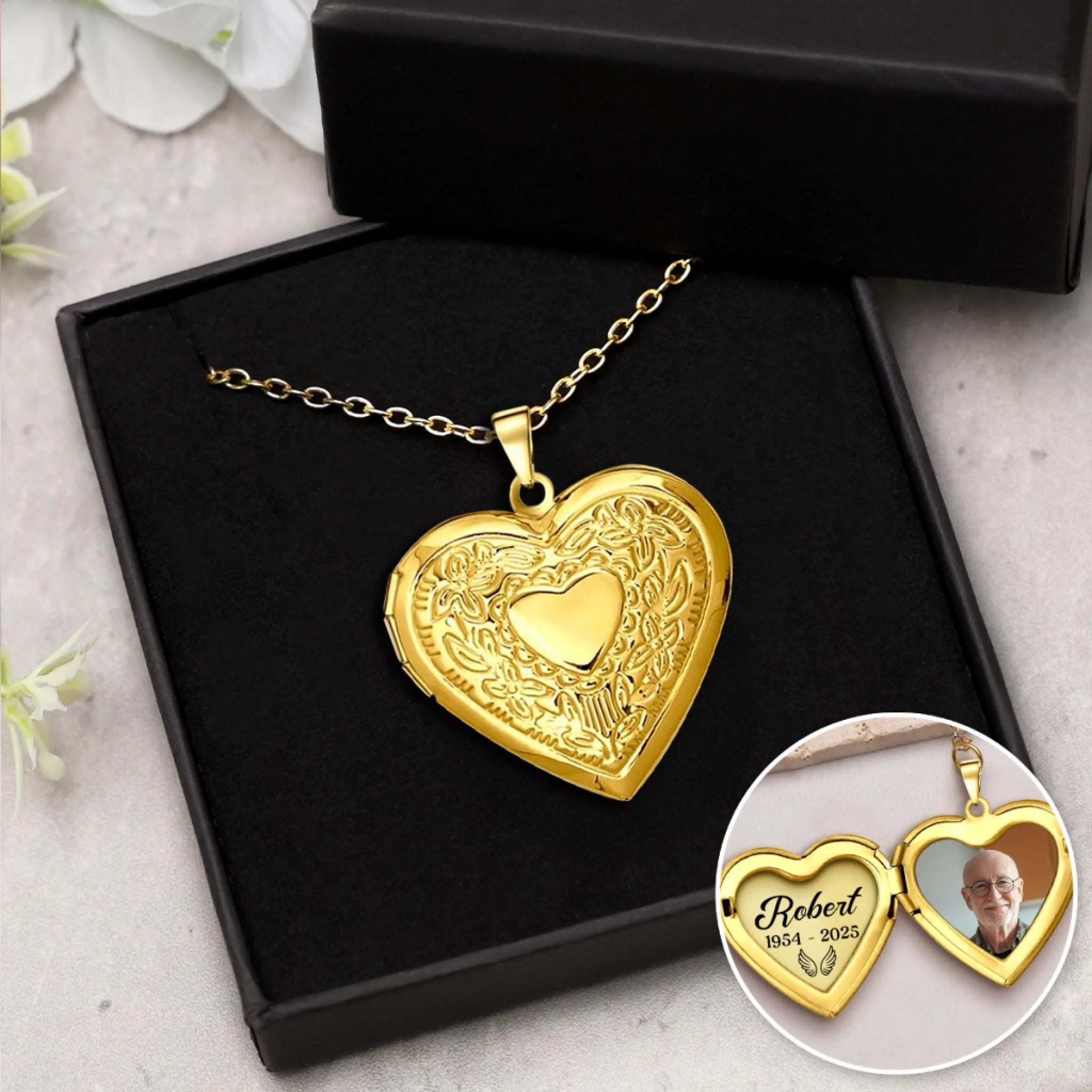 Custom Photo I'm Always With You - Memorial Personalized Custom Heart Locket Necklace - Sympathy Gift For Family Members