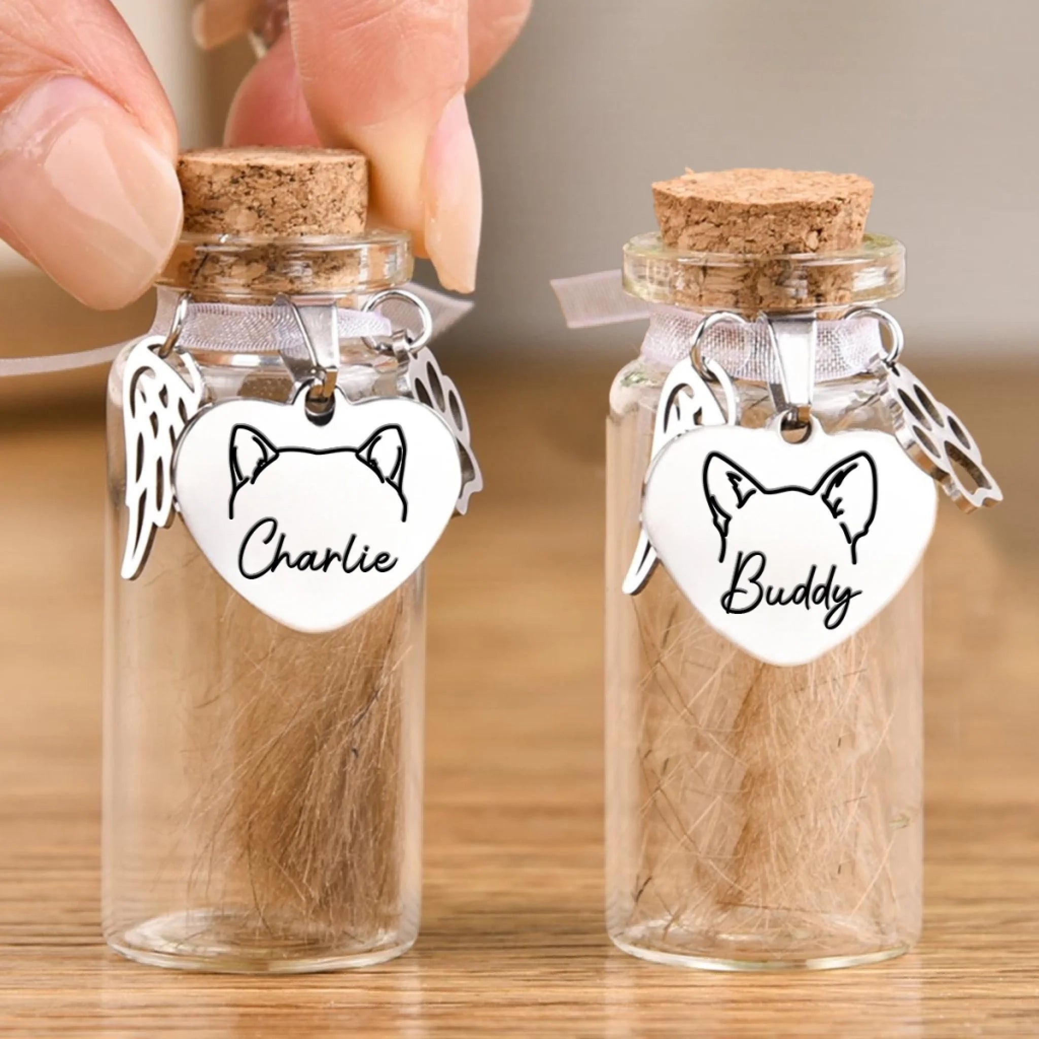 Gone But Not Forgotten - Memorial Personalized Custom Pet Fur Keepsake Jar - Sympathy Gift For Pet Owners, Pet Lovers