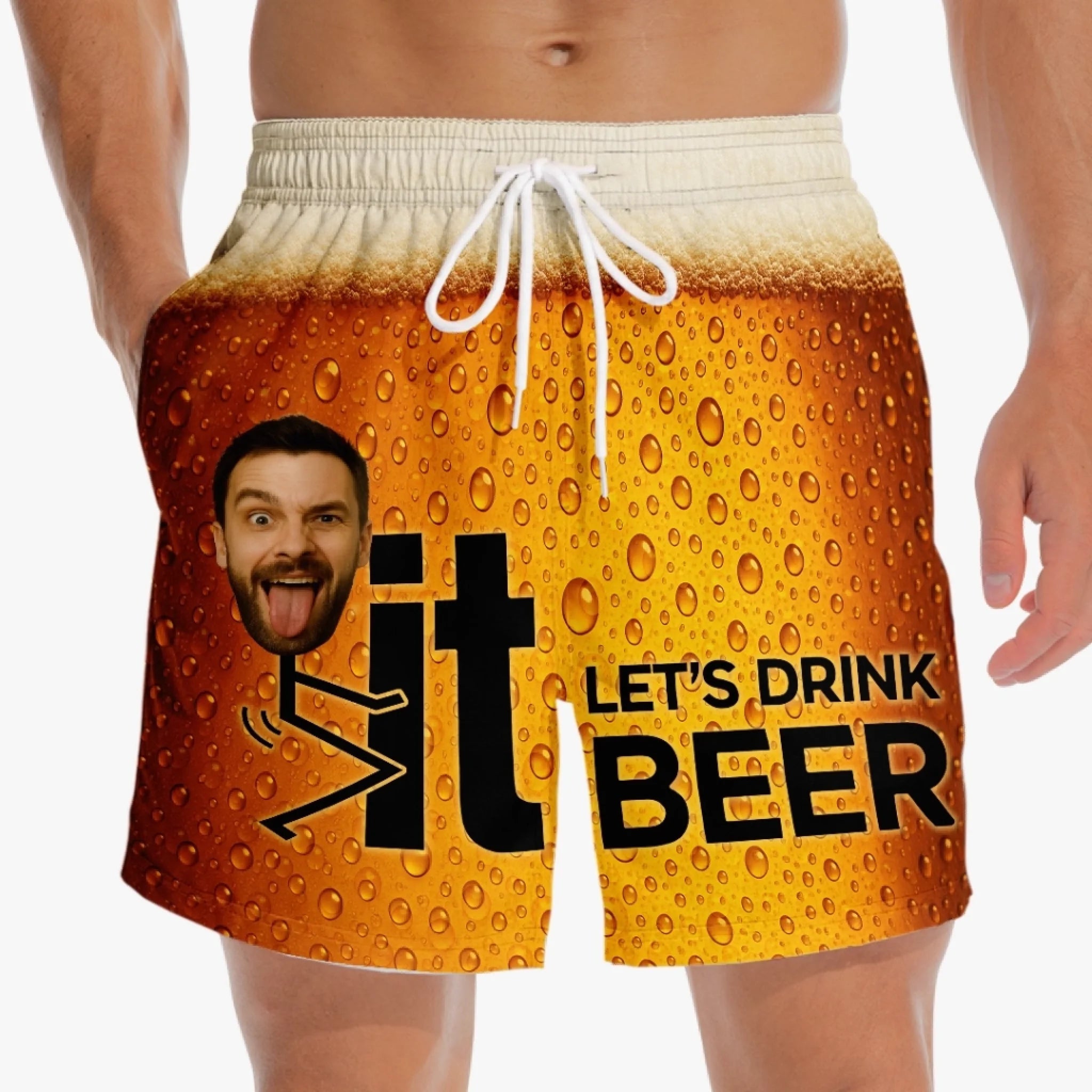 Custom Photo Liquid Therapy In Progress - Family Personalized Custom Tropical Hawaiian Aloha Men Beach Shorts - Summer Vacation Gift For Yourself, Family Members, Best Friends