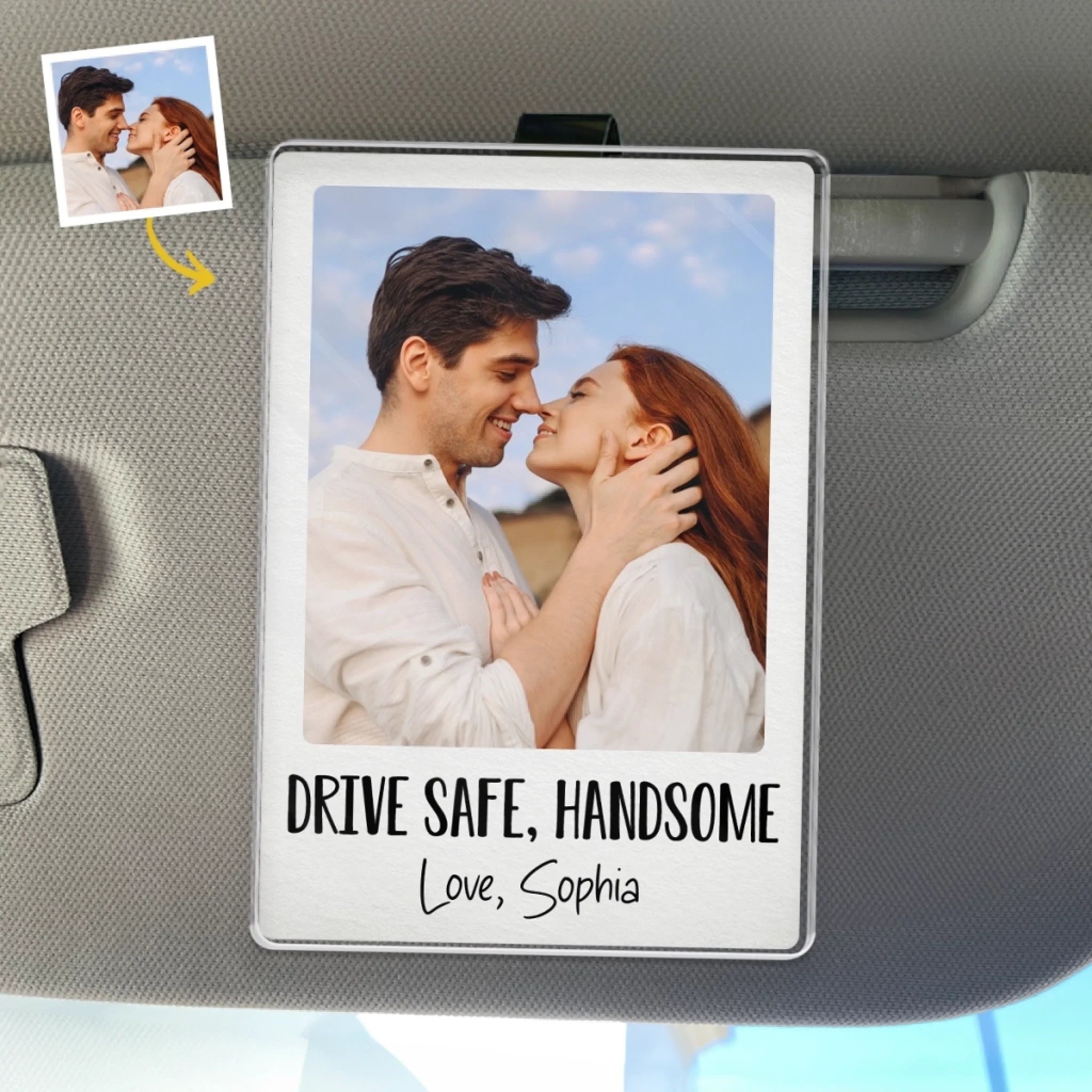 Custom Photo Road Trip Of Love, Every Day - Couple Personalized Custom Acrylic Car Visor Clip - Gift For Husband Wife, Anniversary
