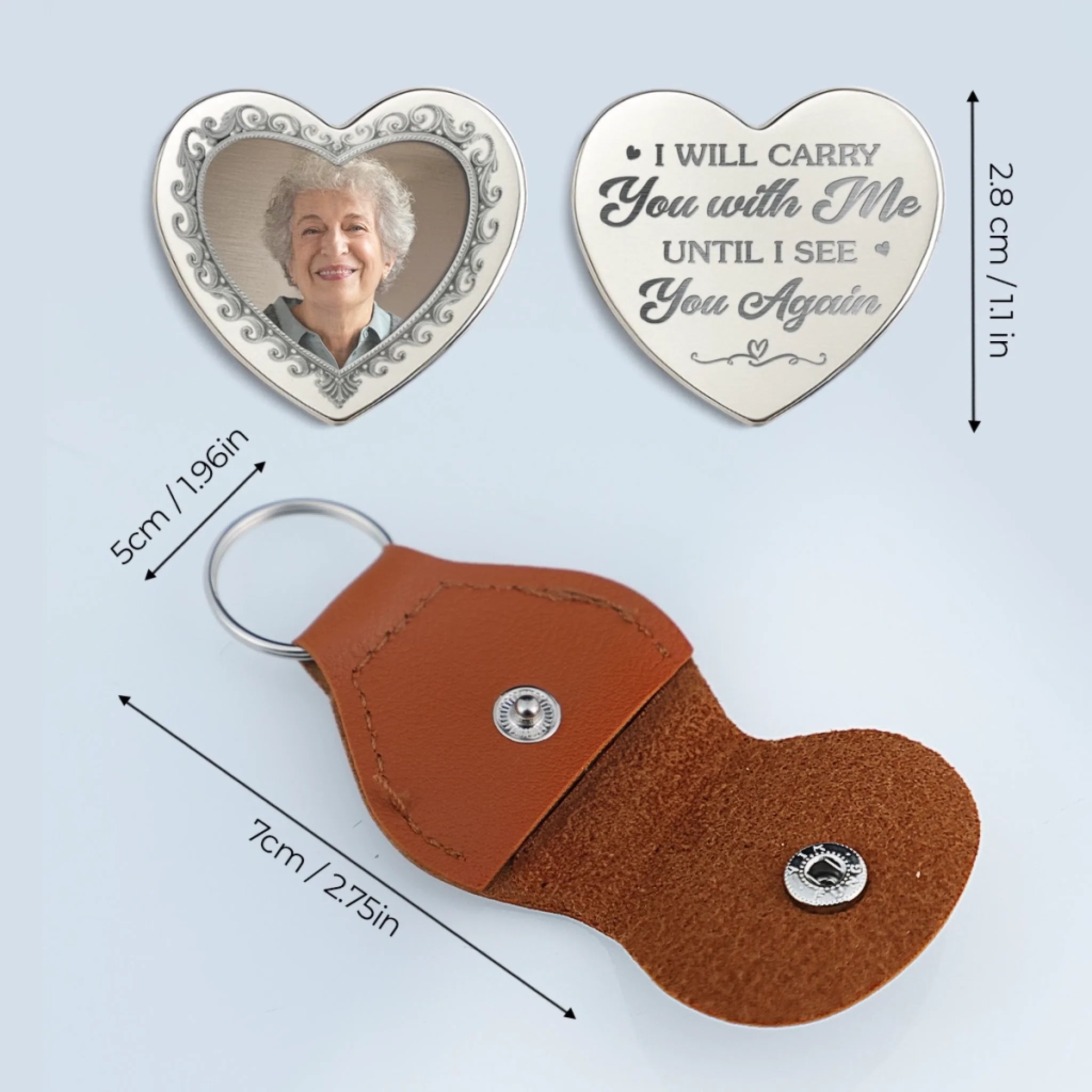 Custom Photo In My Soul, Always - Memorial Personalized Custom Heart Pocket Hug - Sympathy Gift For Family Members