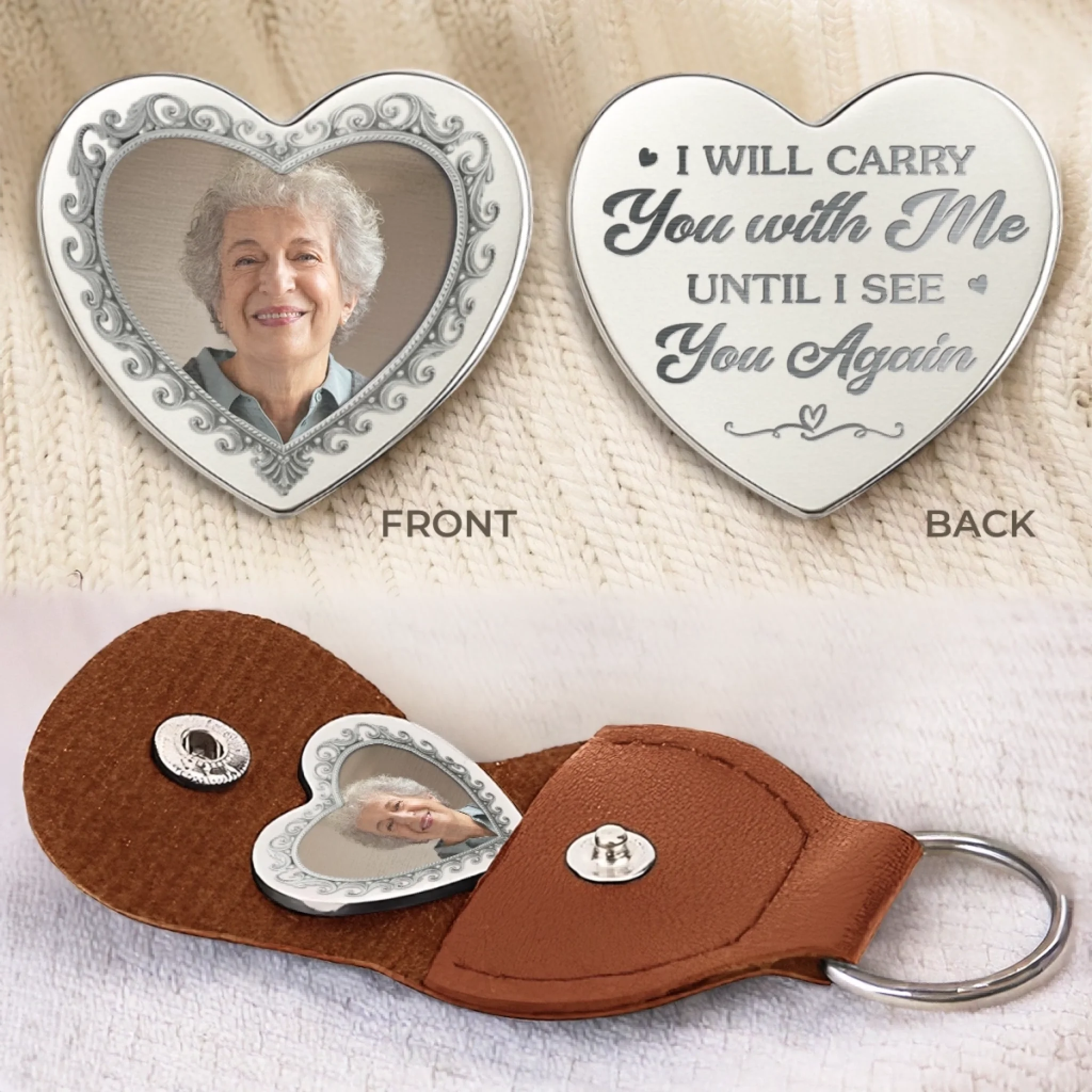 Custom Photo In My Soul, Always - Memorial Personalized Custom Heart Pocket Hug - Sympathy Gift For Family Members