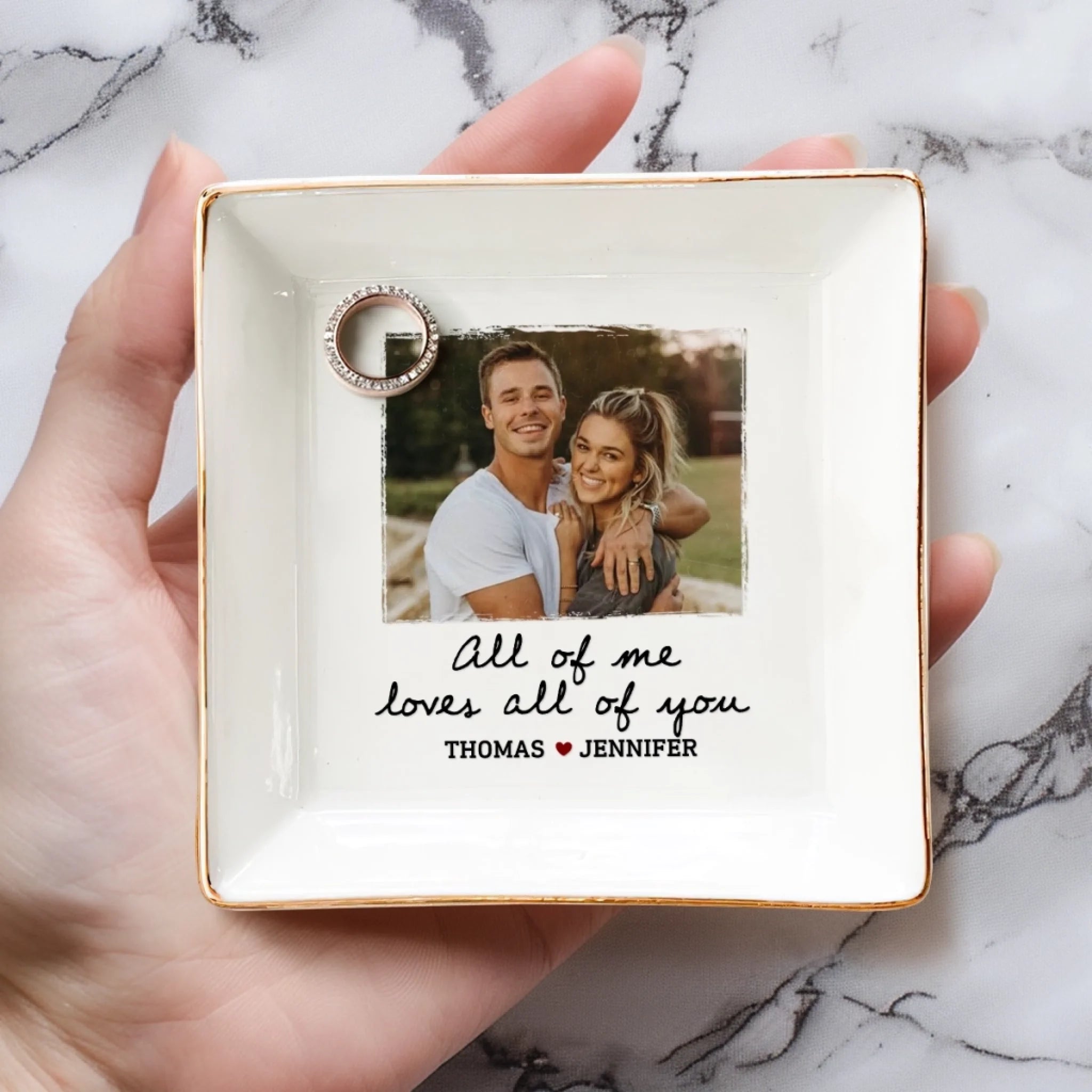 Custom Photo Our Love Takes Flight - Couple Personalized Custom Jewelry Dish - Gift For Husband Wife, Anniversary