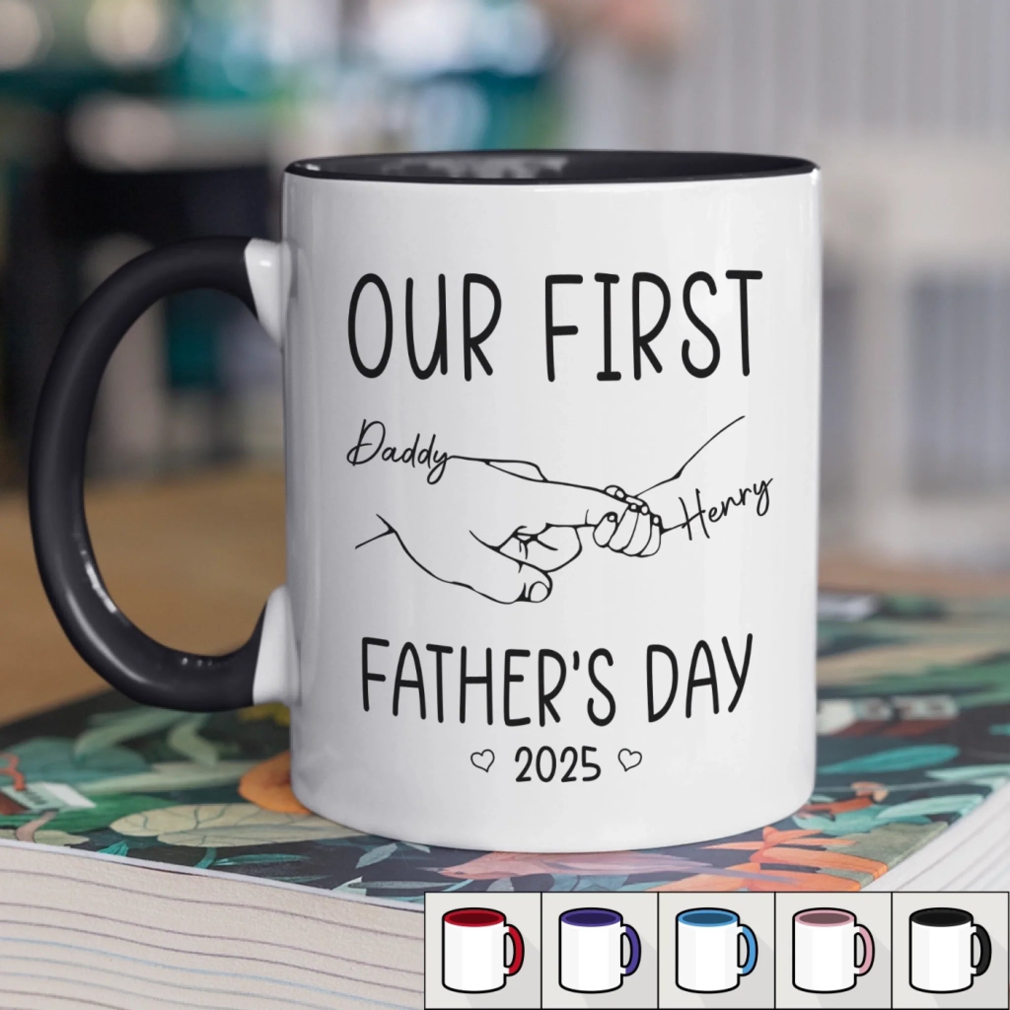 Papa’s Hold, Our Forever Anchor - Family Personalized Custom Accent Mug - Father's Day, Gift For Dad