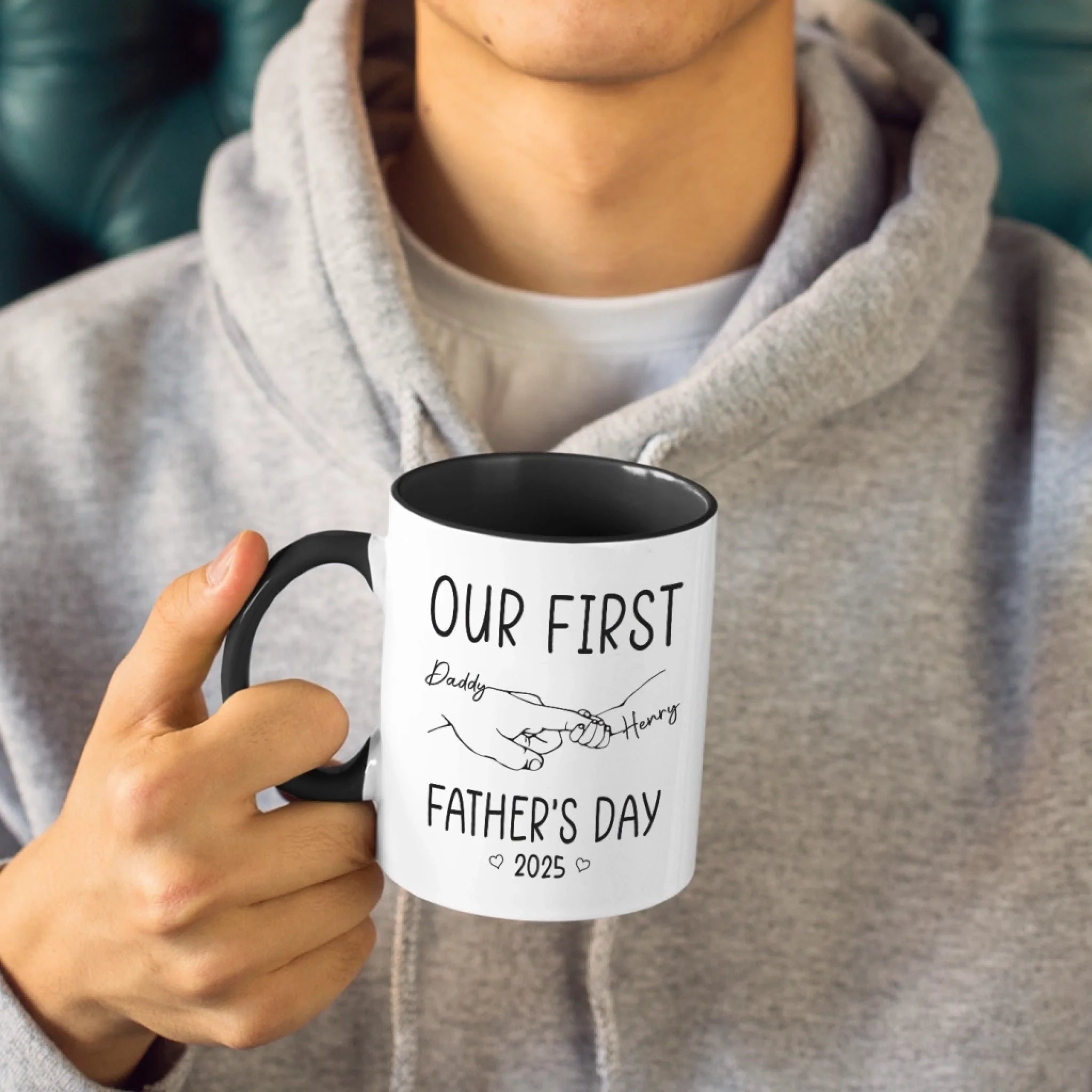 Papa’s Hold, Our Forever Anchor - Family Personalized Custom Accent Mug - Father's Day, Gift For Dad